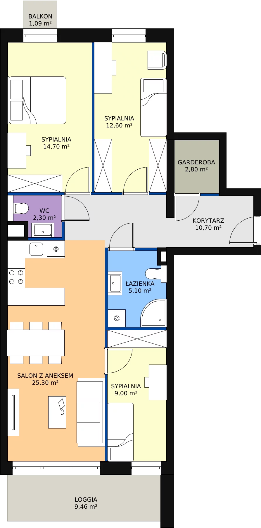 Zalety mieszkania 82.5 m², B11