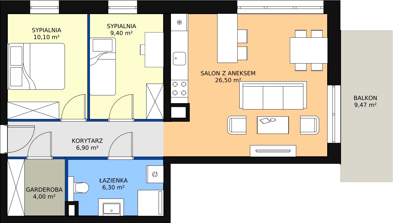 Zalety mieszkania 63.2 m², B16