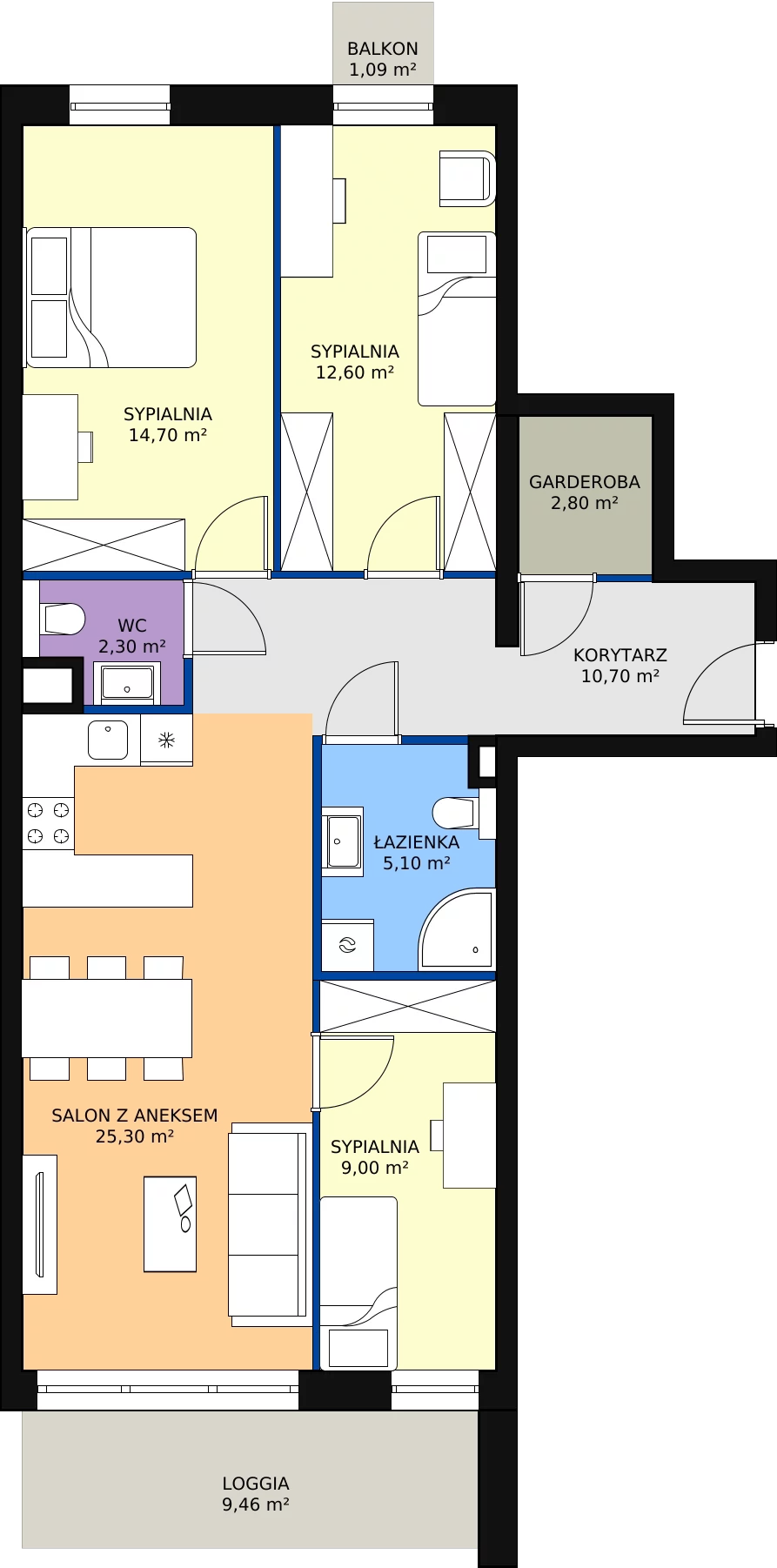Zalety mieszkania 82.5 m², B17