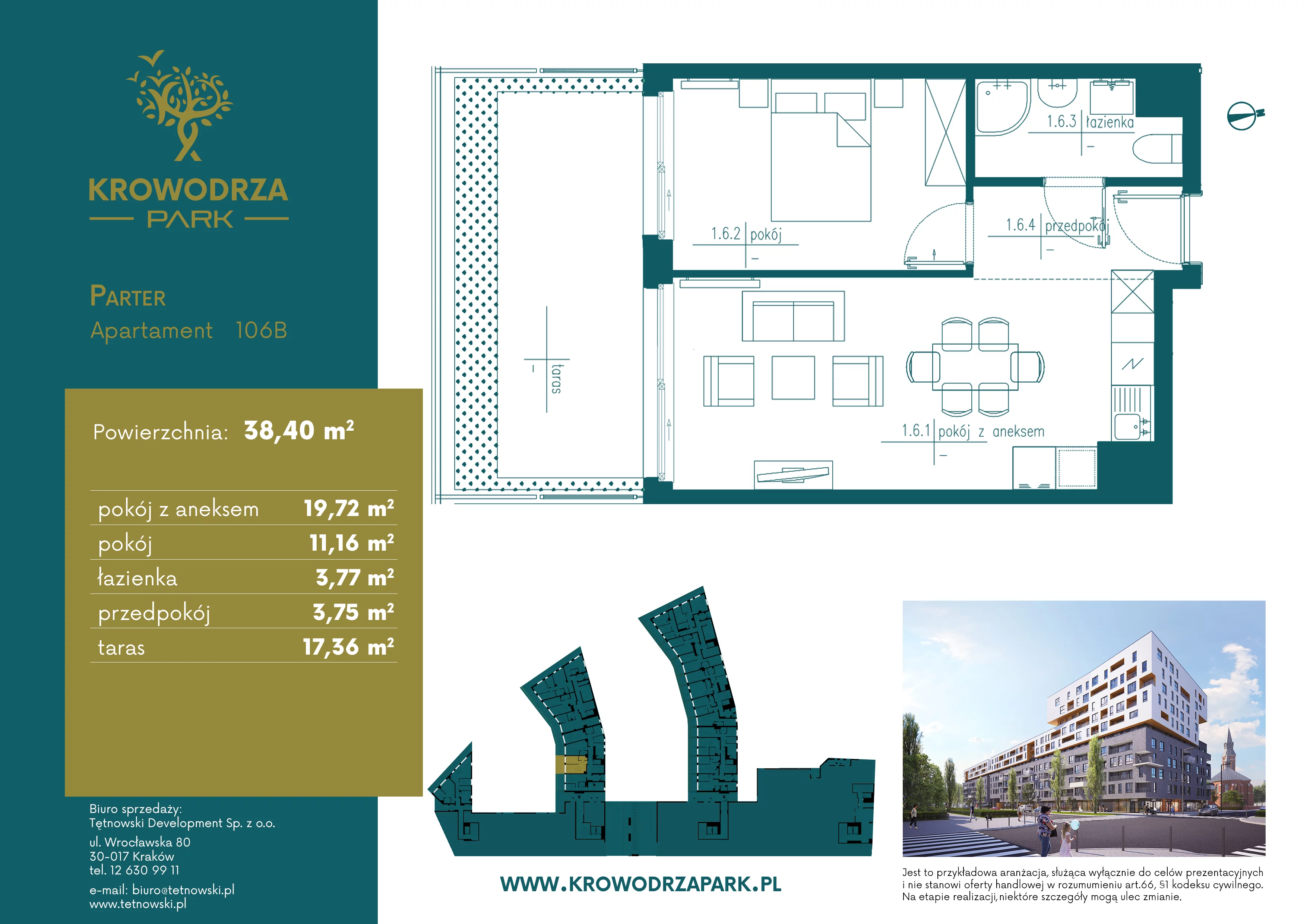 2 pokoje, apartament 33,66 m², piętro 7, oferta nr 106B, Krowodrza Park, Kraków, Krowodrza, Łobzów, al. Kijowska