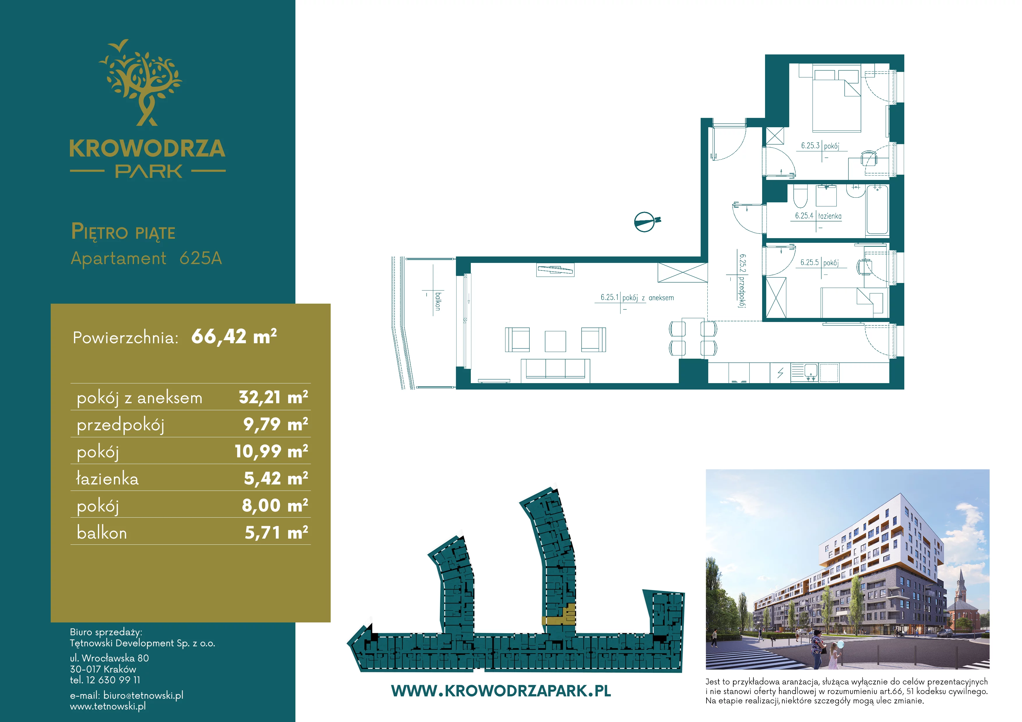 3 pokoje, apartament 66,48 m², piętro 5, oferta nr 625A, Krowodrza Park, Kraków, Krowodrza, Łobzów, al. Kijowska