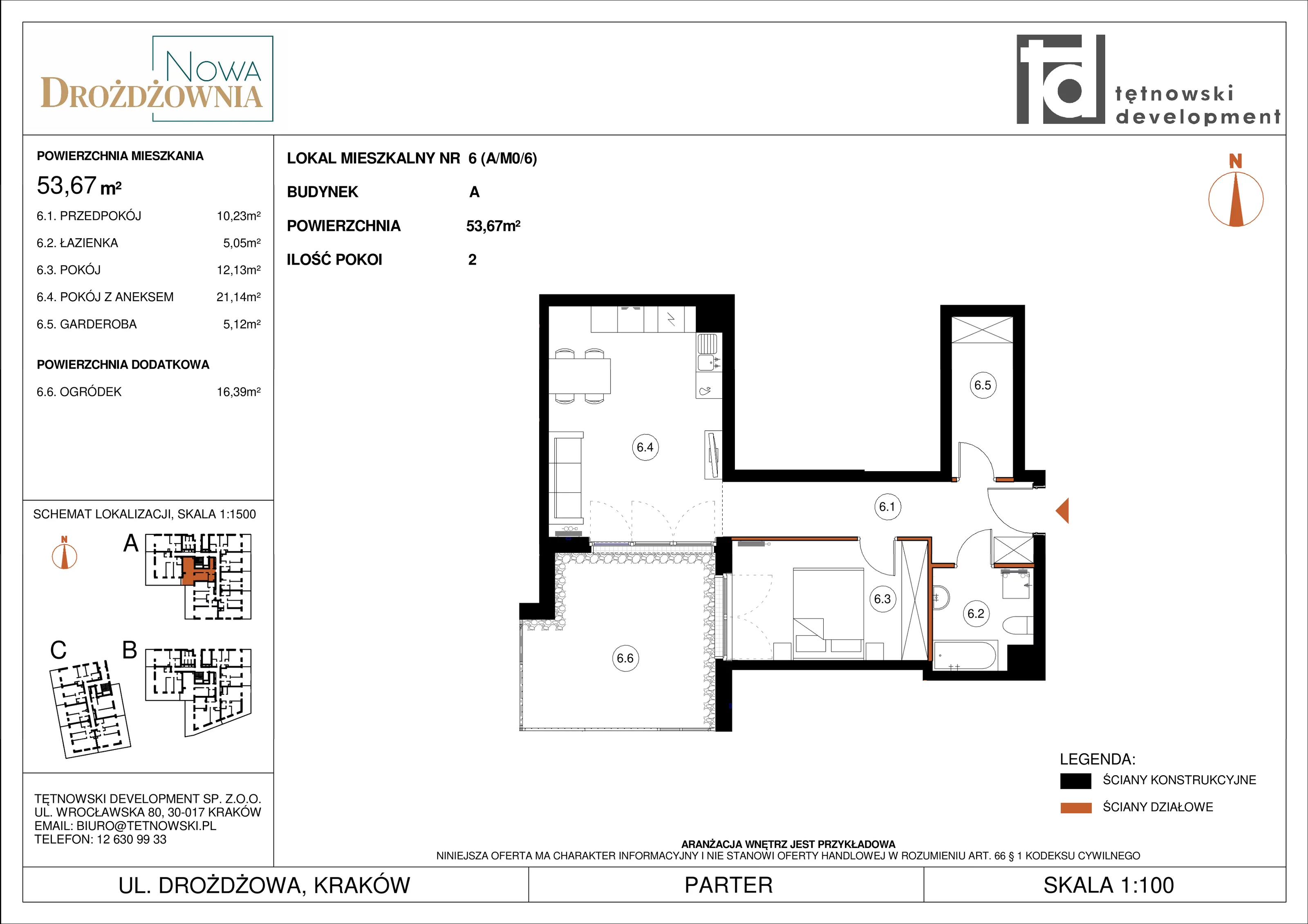 2 pokoje, mieszkanie 53,67 m², parter, oferta nr AM06, Nowa Drożdżownia - Etap II, Kraków, Bieżanów-Prokocim, ul. Drożdżowa 5