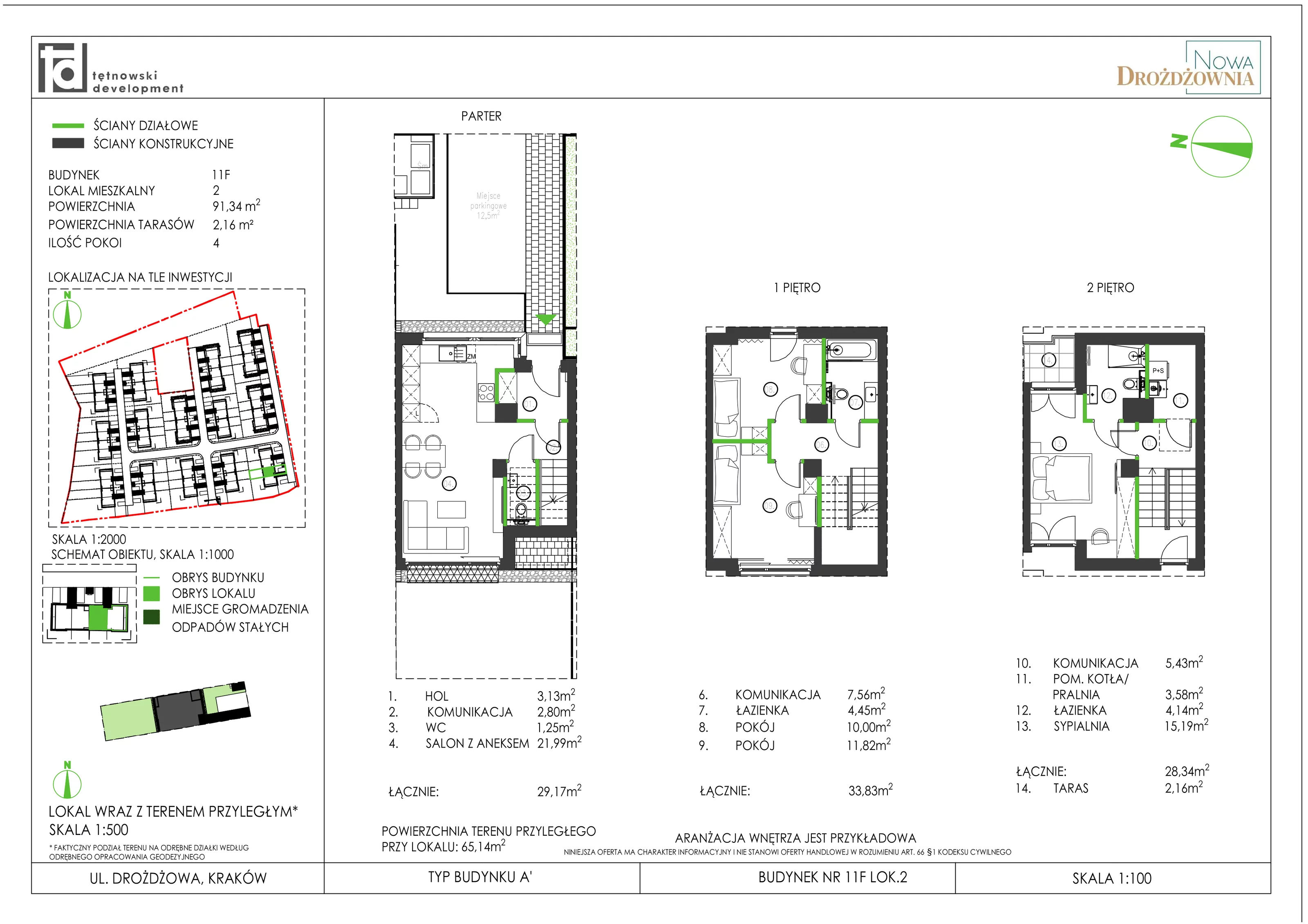 4 pokoje, mieszkanie 91,34 m², parter, oferta nr 11F_2, Nowa Drożdżownia, Kraków, Bieżanów-Prokocim, ul. Drożdżowa 11