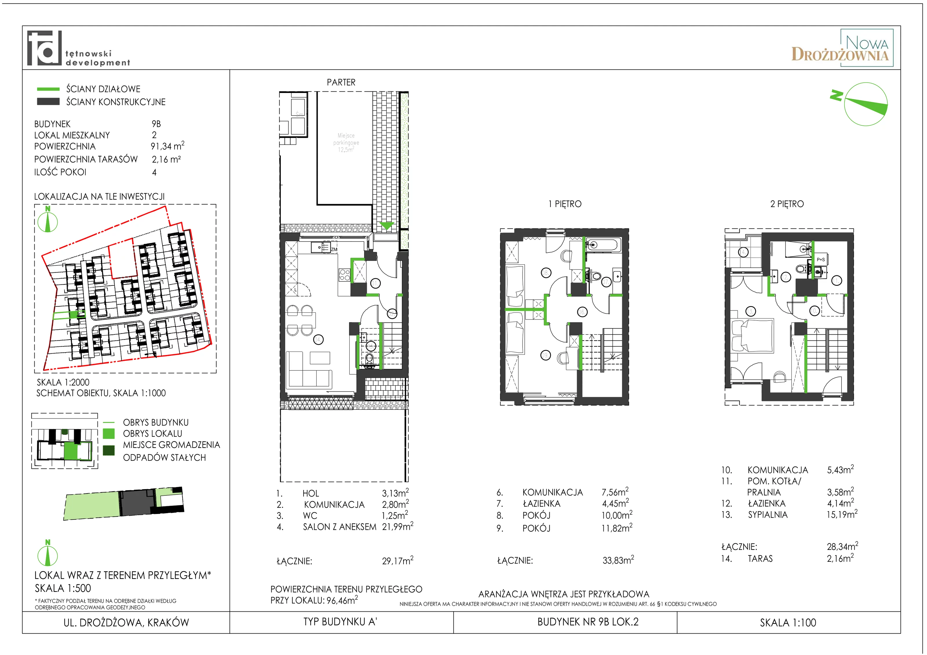 4 pokoje, mieszkanie 91,34 m², parter, oferta nr 9B_2, Nowa Drożdżownia, Kraków, Bieżanów-Prokocim, ul. Drożdżowa 11