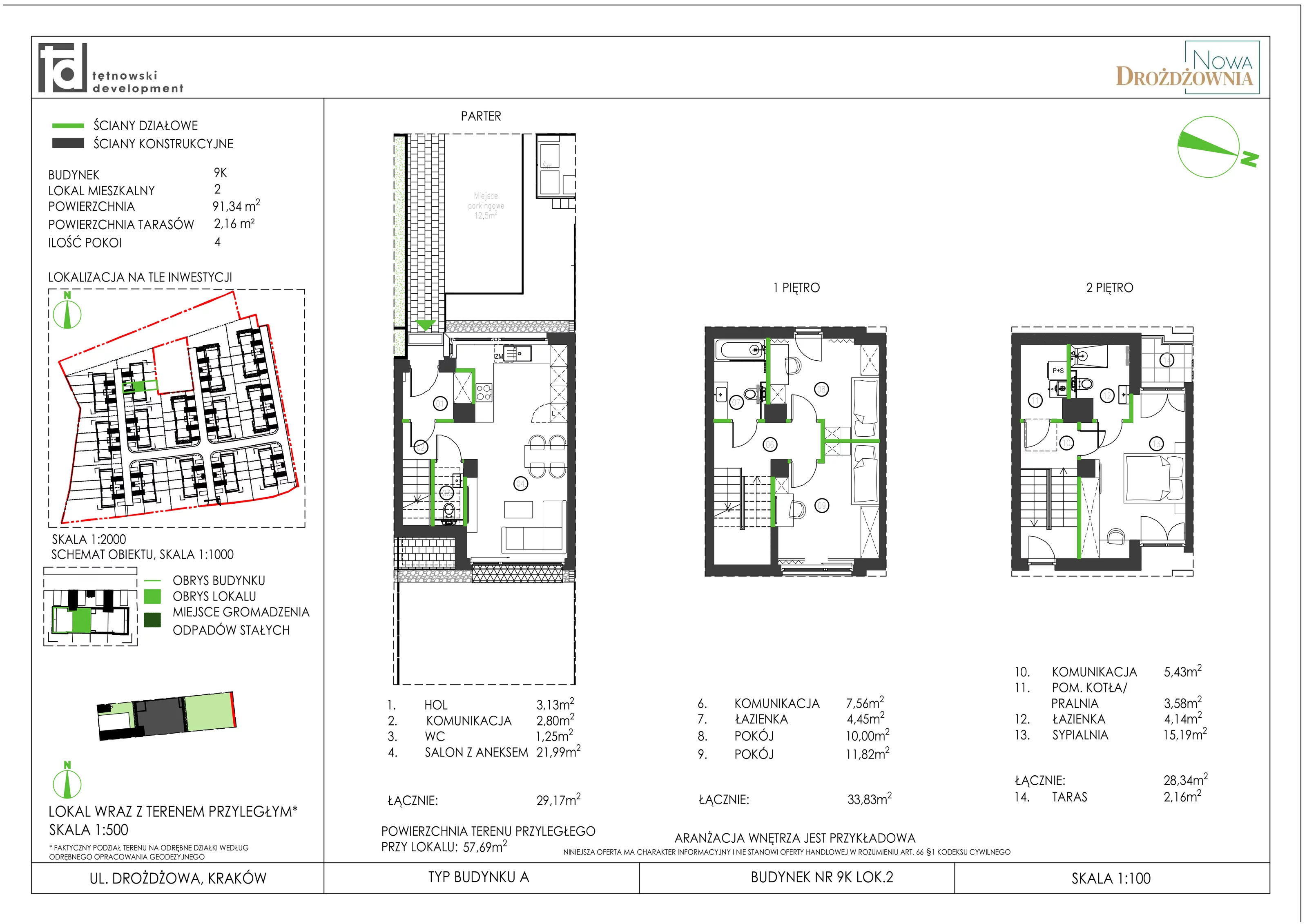 4 pokoje, mieszkanie 91,34 m², parter, oferta nr 9K_2, Nowa Drożdżownia, Kraków, Bieżanów-Prokocim, ul. Drożdżowa 11