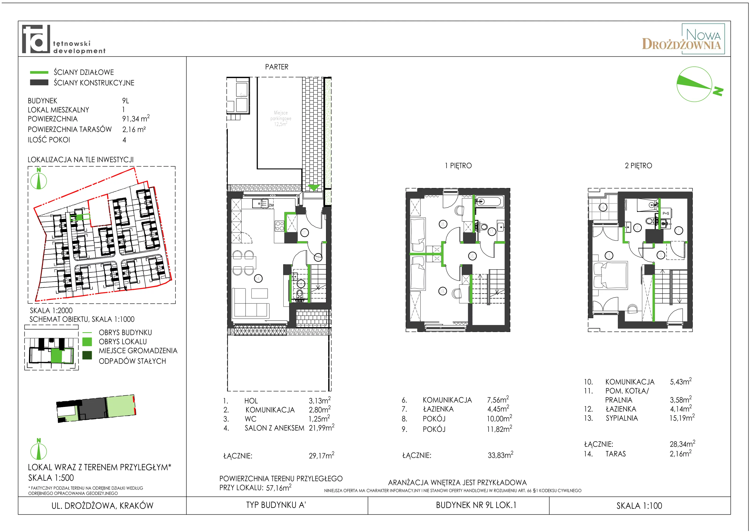 4 pokoje, mieszkanie 91,34 m², parter, oferta nr 9L_1, Nowa Drożdżownia, Kraków, Bieżanów-Prokocim, ul. Drożdżowa 11