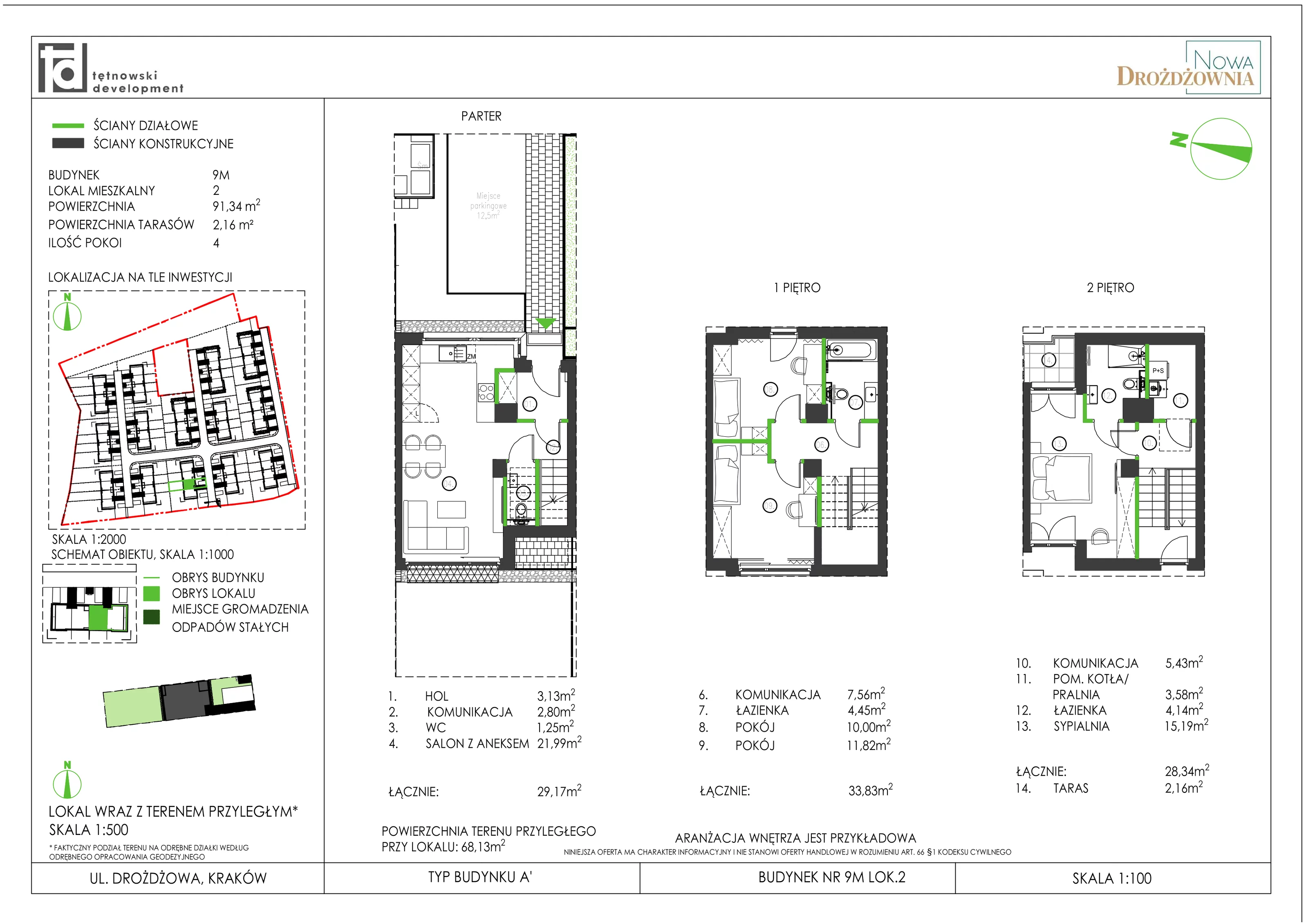 4 pokoje, mieszkanie 91,34 m², parter, oferta nr 9M_2, Nowa Drożdżownia, Kraków, Bieżanów-Prokocim, ul. Drożdżowa 11