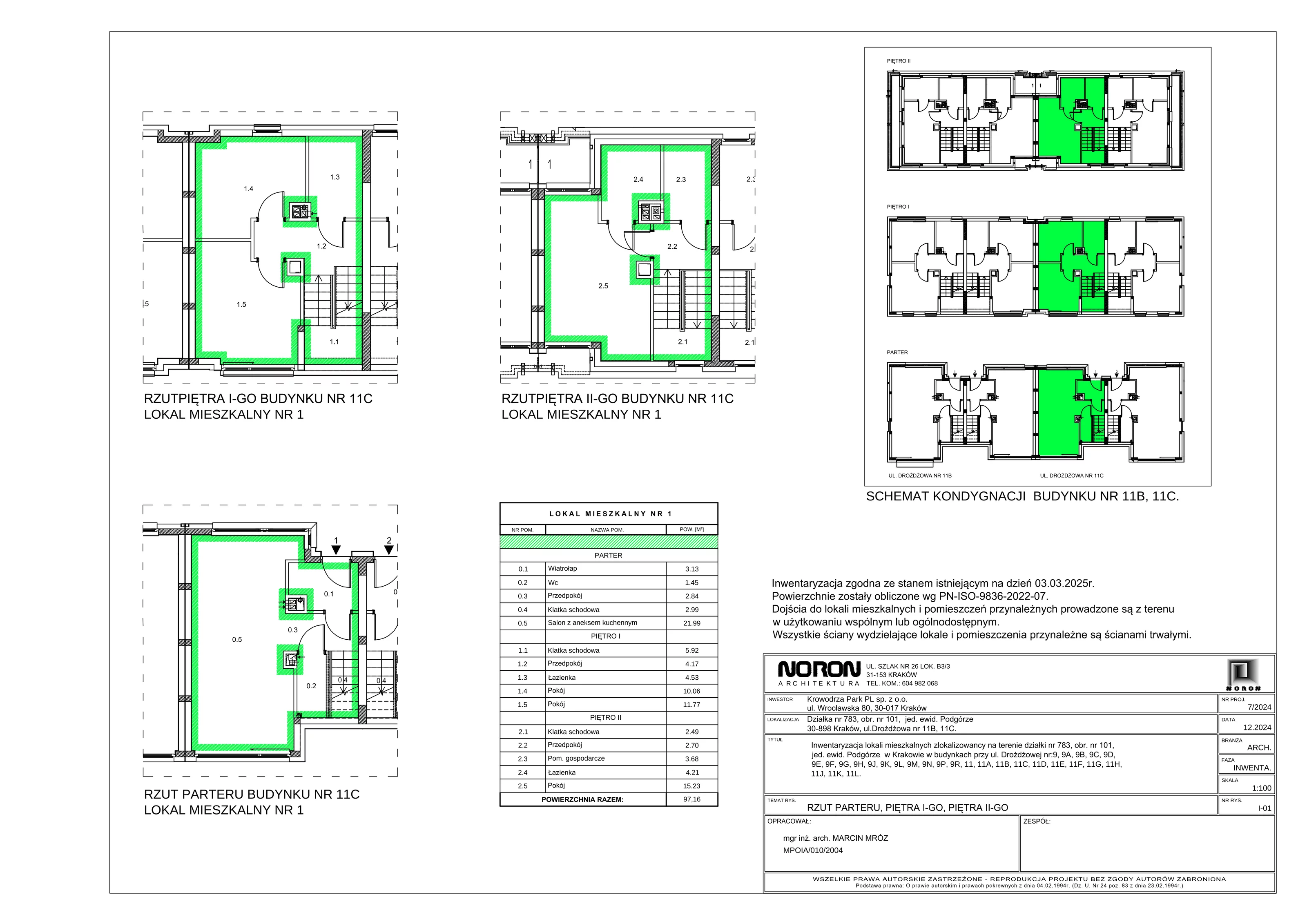 4 pokoje, mieszkanie 97,16 m², parter, oferta nr 11C_1, Nowa Drożdżownia, Kraków, Bieżanów-Prokocim, ul. Drożdżowa 11