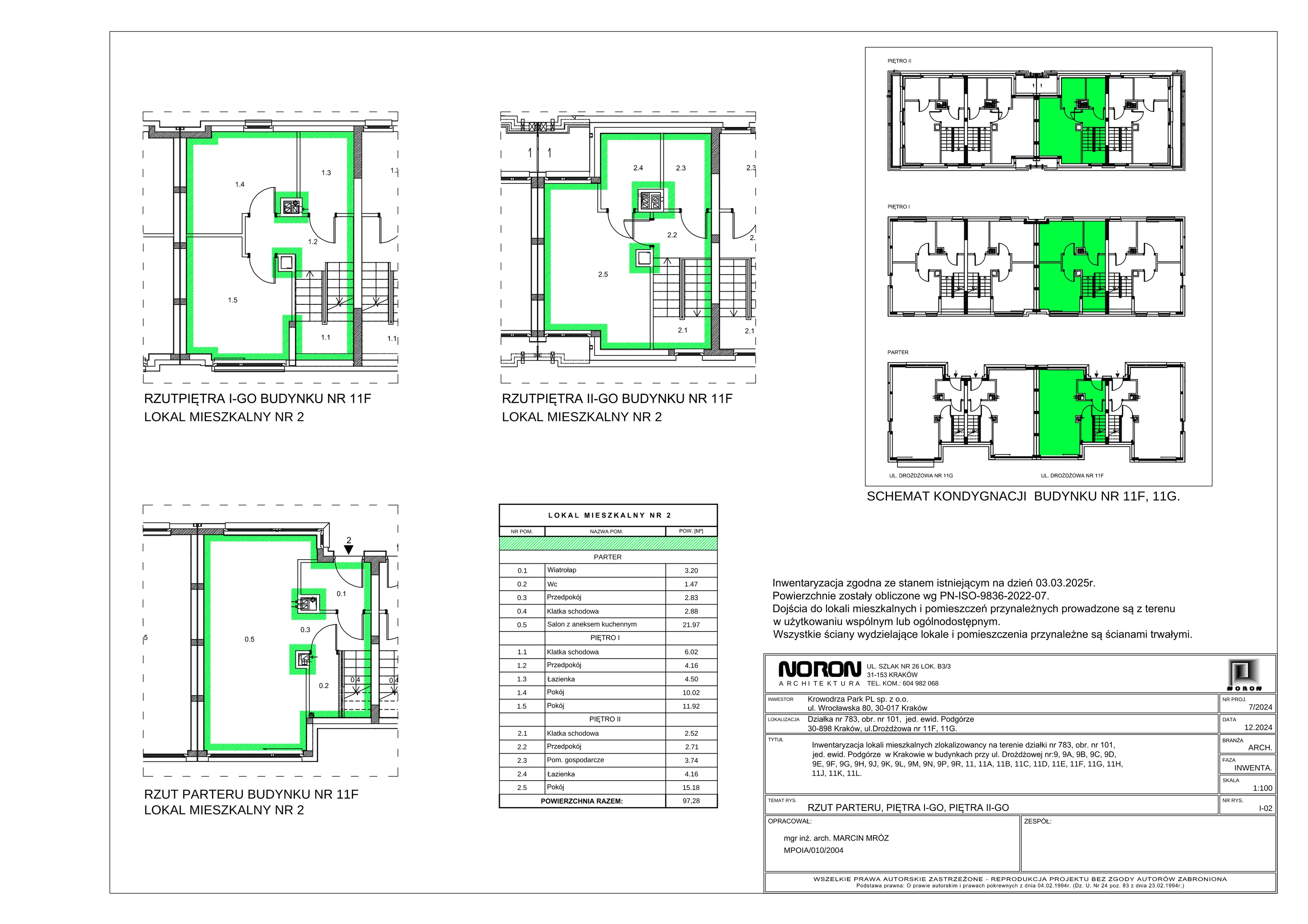 4 pokoje, mieszkanie 97,28 m², parter, oferta nr 11F_2, Nowa Drożdżownia, Kraków, Bieżanów-Prokocim, ul. Drożdżowa 11