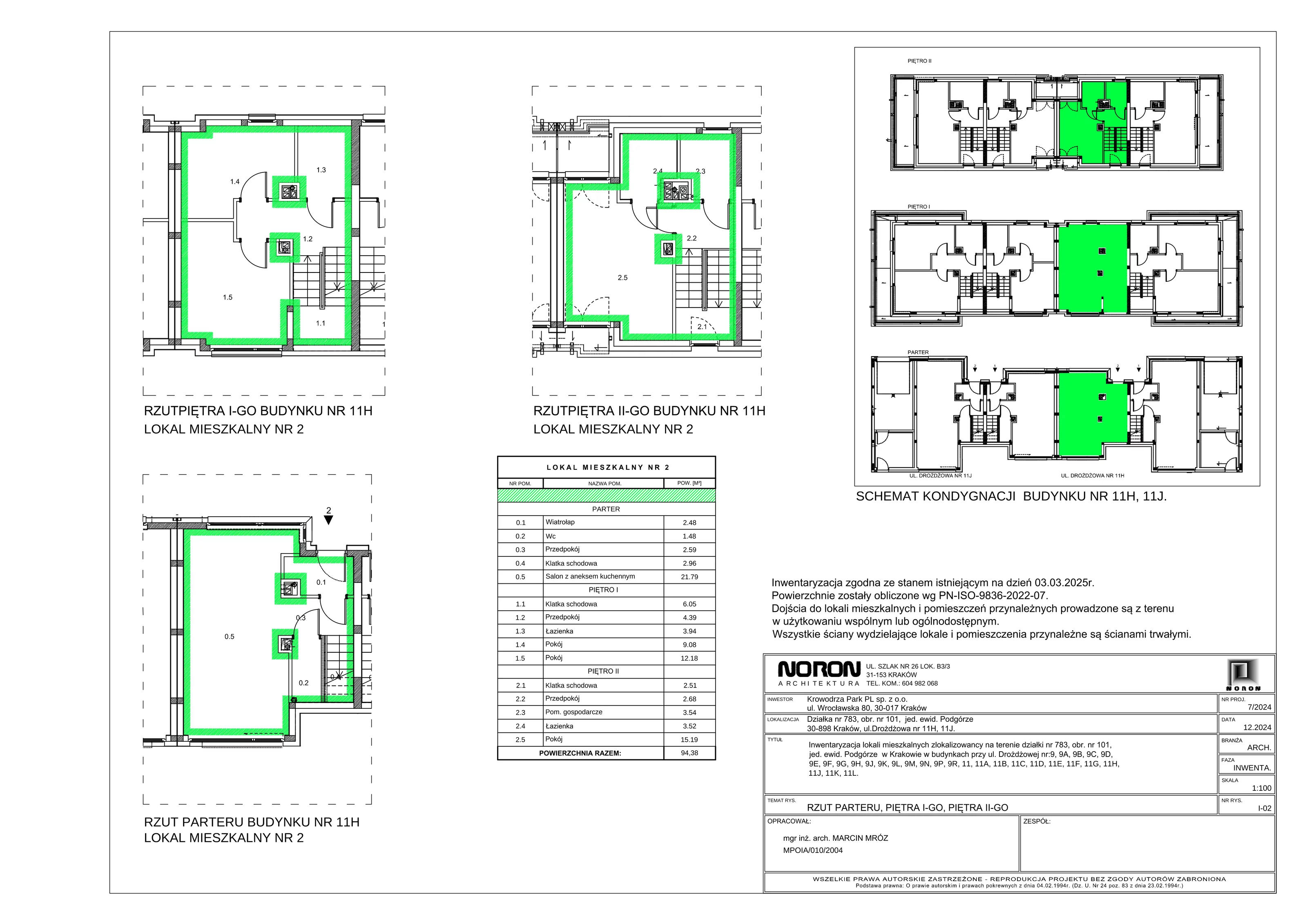 4 pokoje, mieszkanie 94,38 m², parter, oferta nr 11H_2, Nowa Drożdżownia, Kraków, Bieżanów-Prokocim, ul. Drożdżowa 11