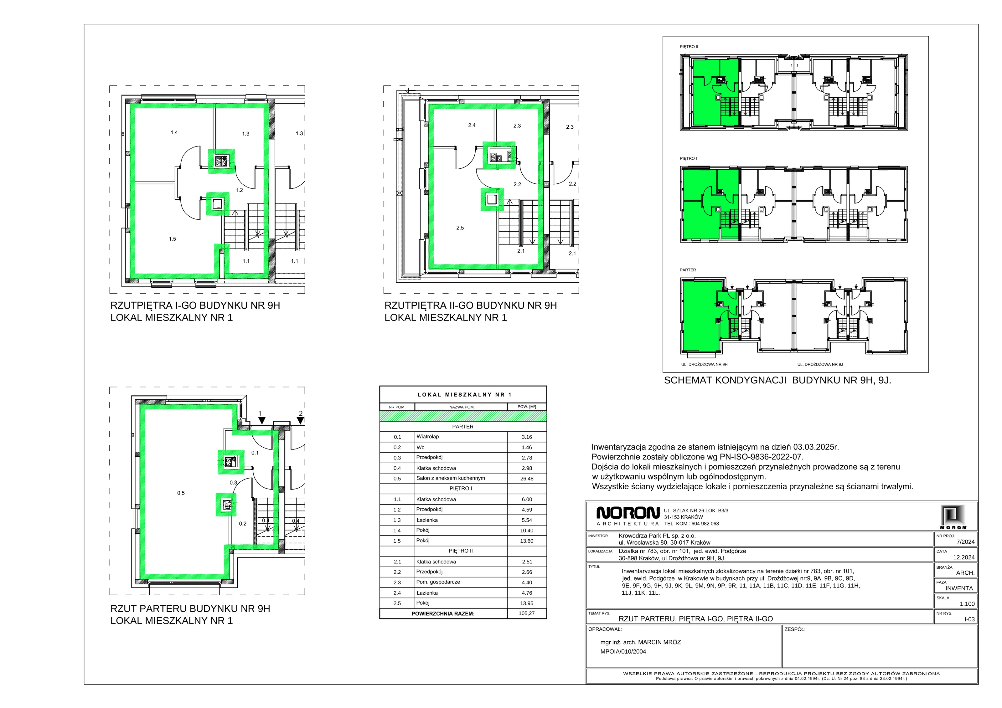 4 pokoje, mieszkanie 105,27 m², parter, oferta nr 9H_1, Nowa Drożdżownia, Kraków, Bieżanów-Prokocim, ul. Drożdżowa 11