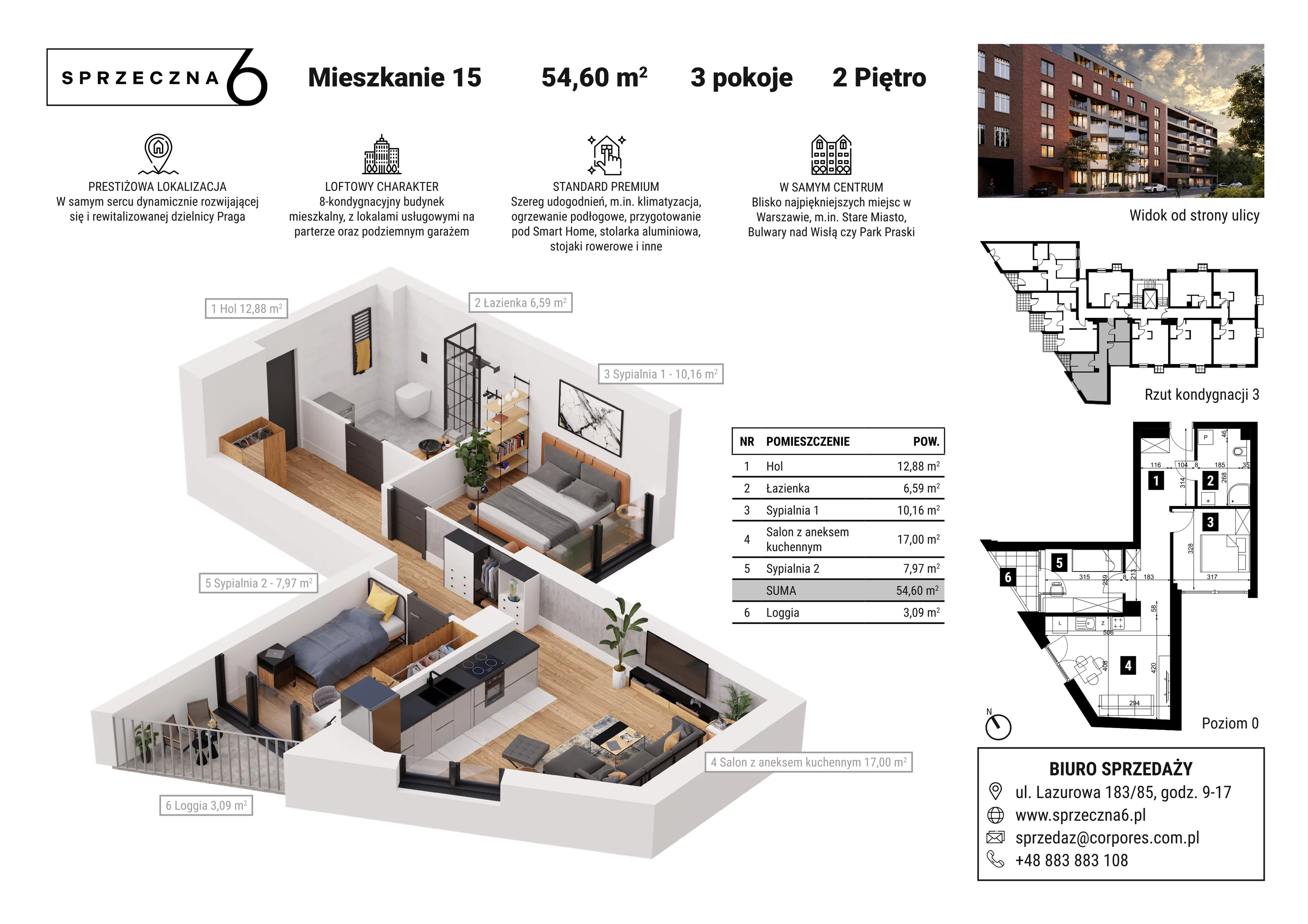 Mieszkanie 54,60 m², piętro 2, oferta nr 15, Sprzeczna 6, Warszawa, Praga Północ, Stara Praga, ul. Sprzeczna 6