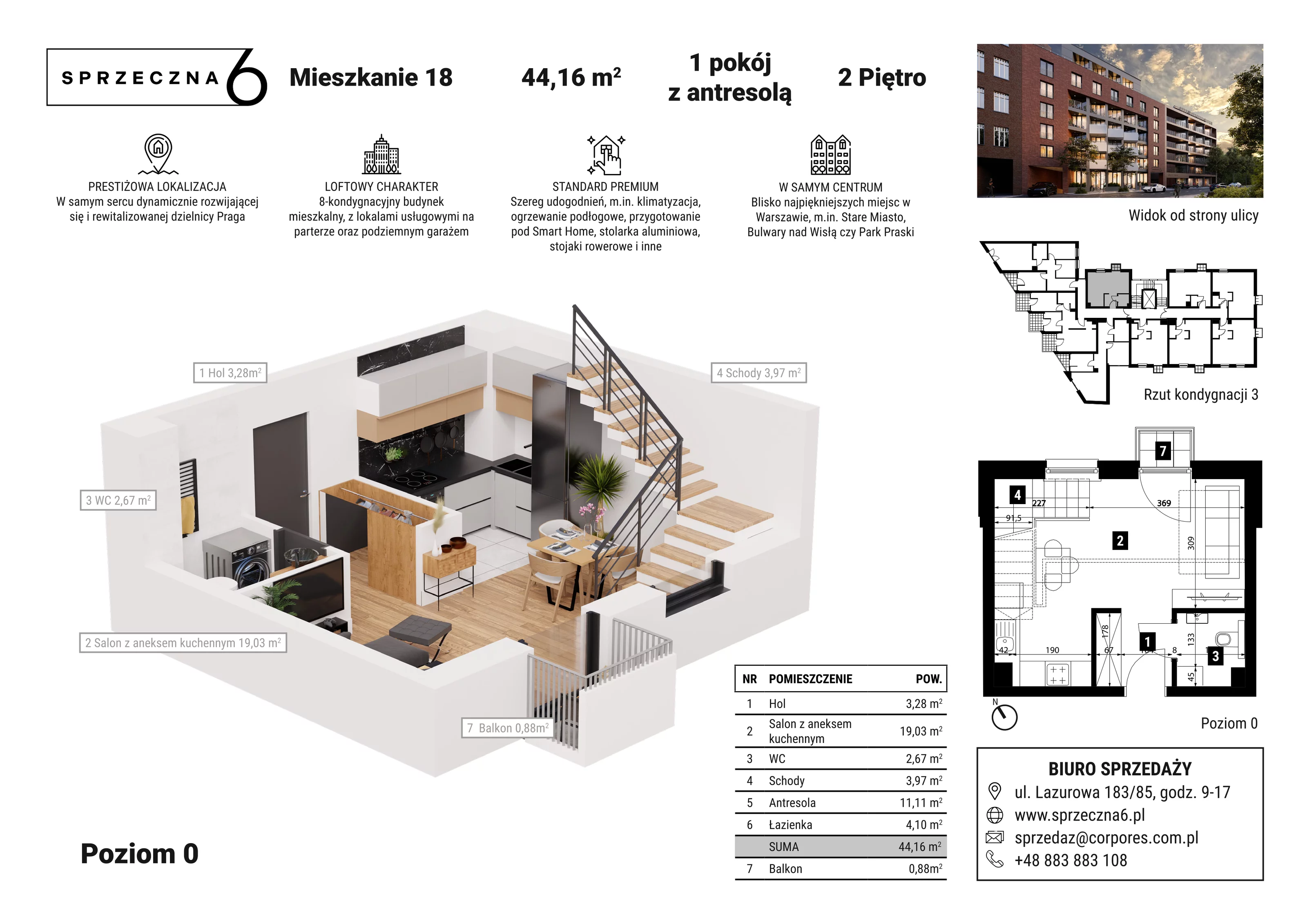 Mieszkanie 44,16 m², piętro 2, oferta nr 18, Sprzeczna 6, Warszawa, Praga Północ, Stara Praga, ul. Sprzeczna 6