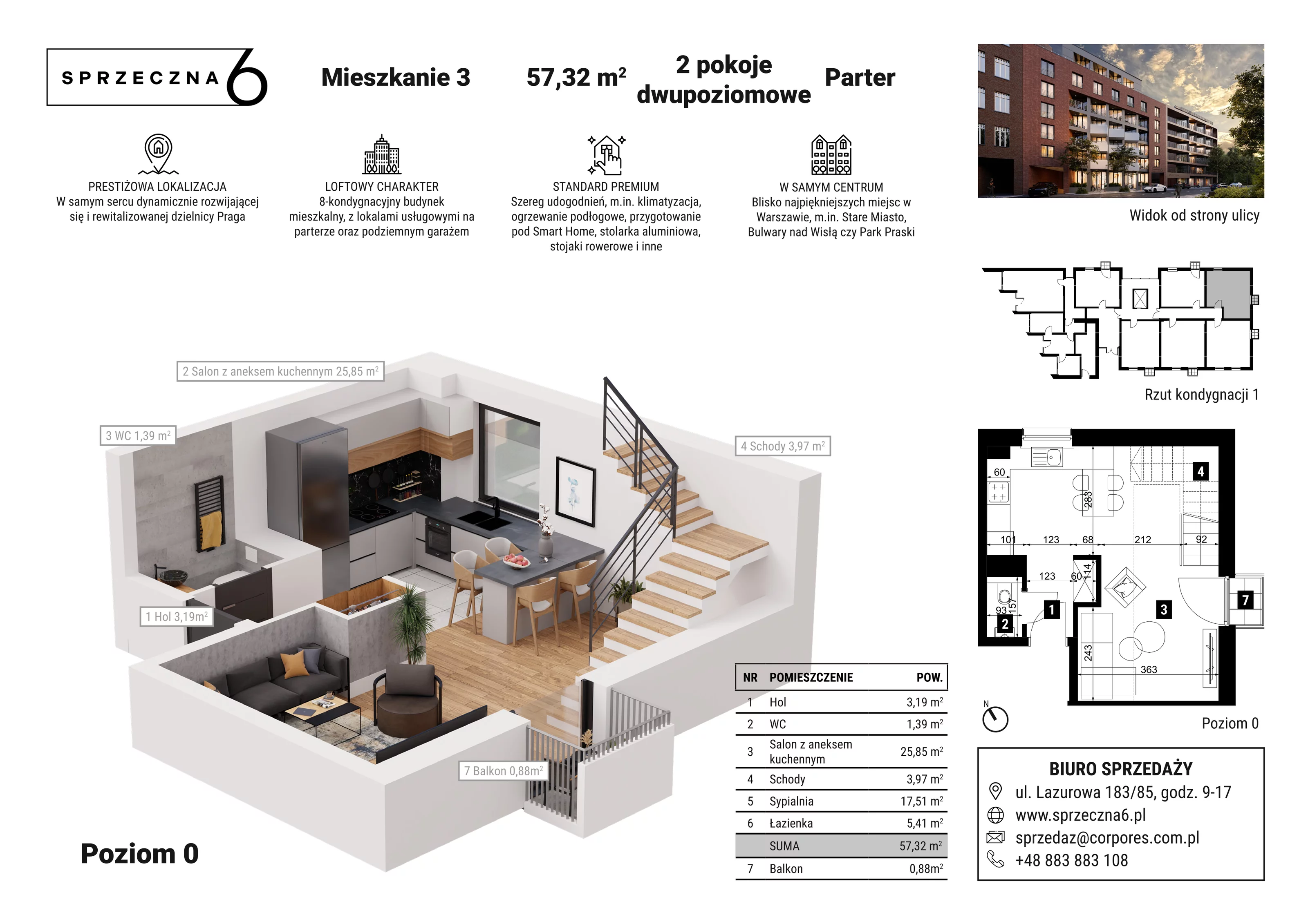 Mieszkanie 57,32 m², parter, oferta nr 3, Sprzeczna 6, Warszawa, Praga Północ, Stara Praga, ul. Sprzeczna 6