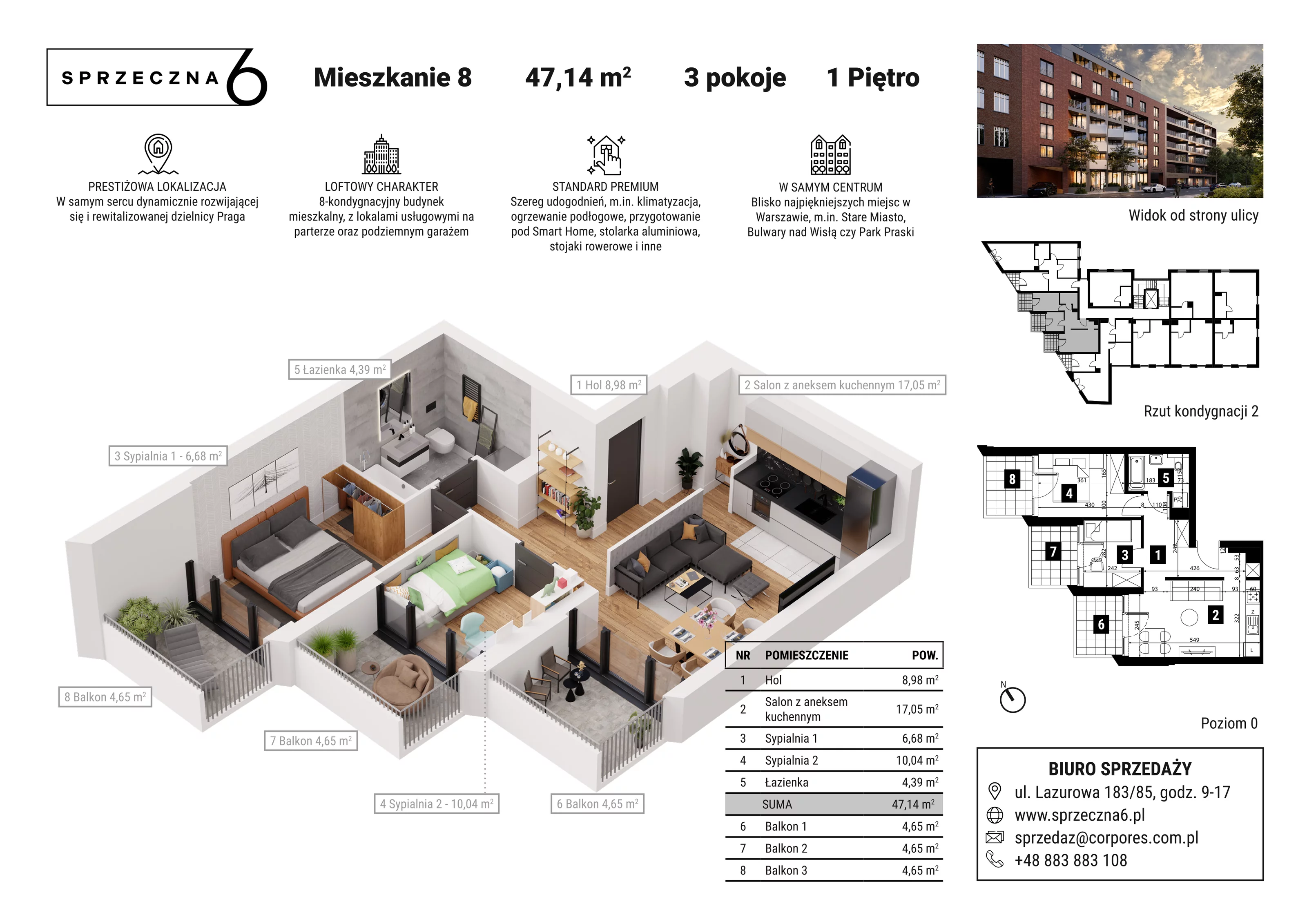 Mieszkanie 47,14 m², piętro 1, oferta nr 8, Sprzeczna 6, Warszawa, Praga Północ, Stara Praga, ul. Sprzeczna 6