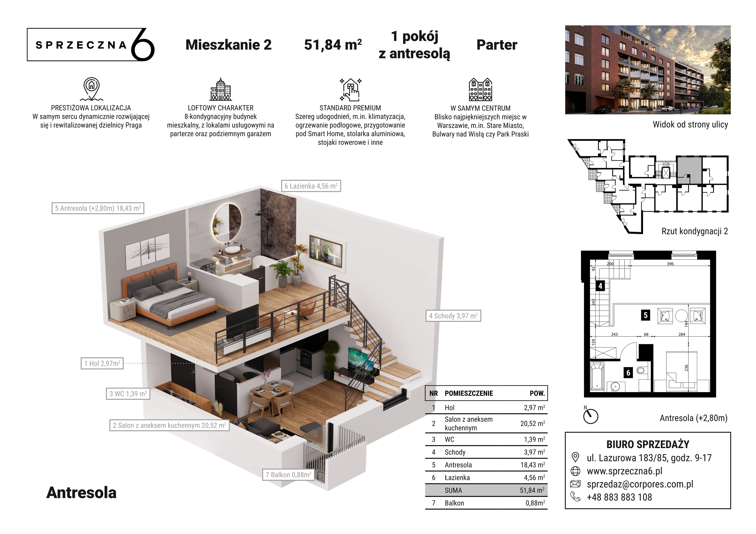 Mieszkanie 51,84 m², parter, oferta nr 2, Sprzeczna 6, Warszawa, Praga Północ, Stara Praga, ul. Sprzeczna 6