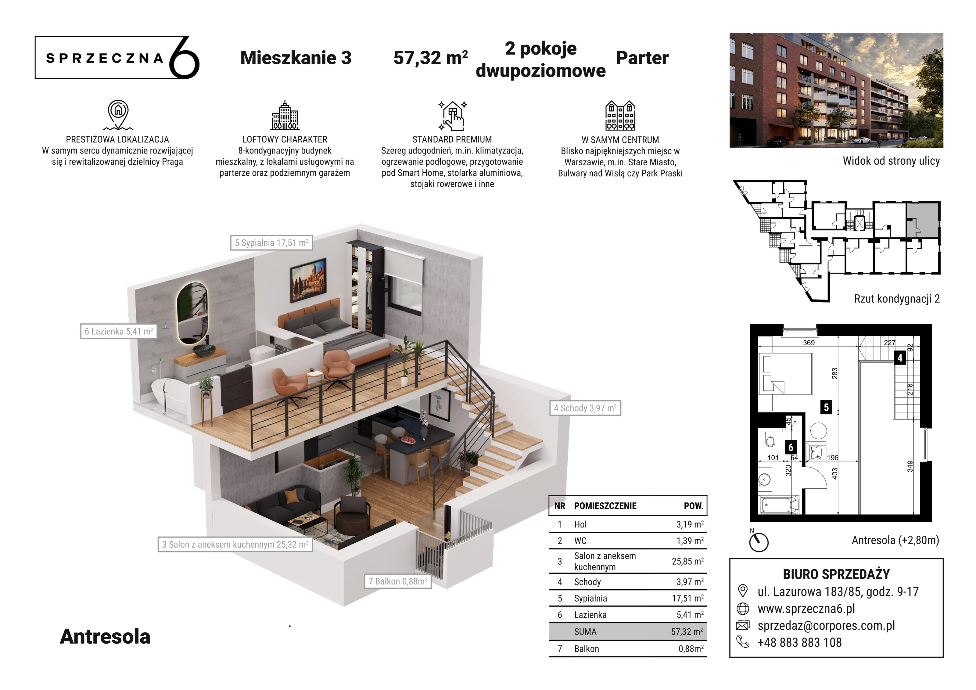 Mieszkanie 57,32 m², parter, oferta nr 3, Sprzeczna 6, Warszawa, Praga Północ, Stara Praga, ul. Sprzeczna 6