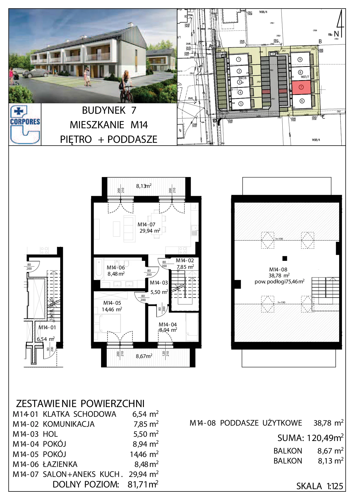 4 pokoje, mieszkanie 120,49 m², piętro 1, oferta nr M14, Apartamenty Aroniowa, Rzeszów, Budziwój, ul. Aroniowa 56