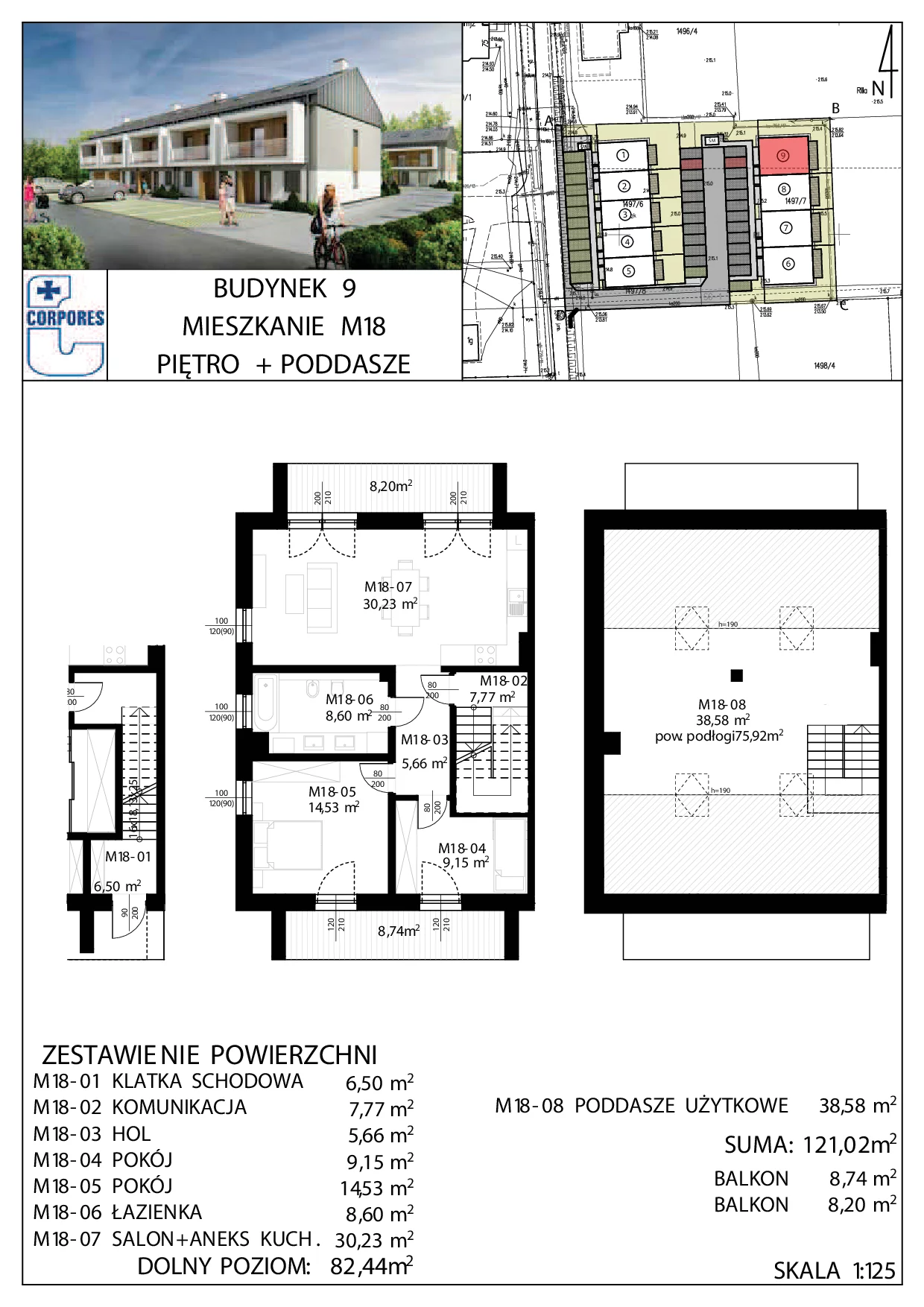 4 pokoje, mieszkanie 121,02 m², piętro 1, oferta nr M18, Apartamenty Aroniowa, Rzeszów, Budziwój, ul. Aroniowa 56