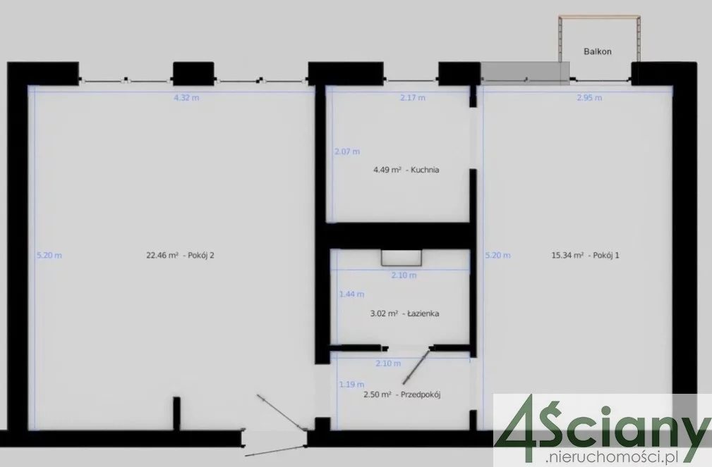 Mieszkanie dwupokojowe 48,00 m², Warszawa, Mokotów, Bolesława Limanowskiego, Sprzedaż