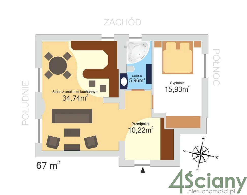 Mieszkanie dwupokojowe 62,25 m², Warszawa, Wola, Leszno, Sprzedaż