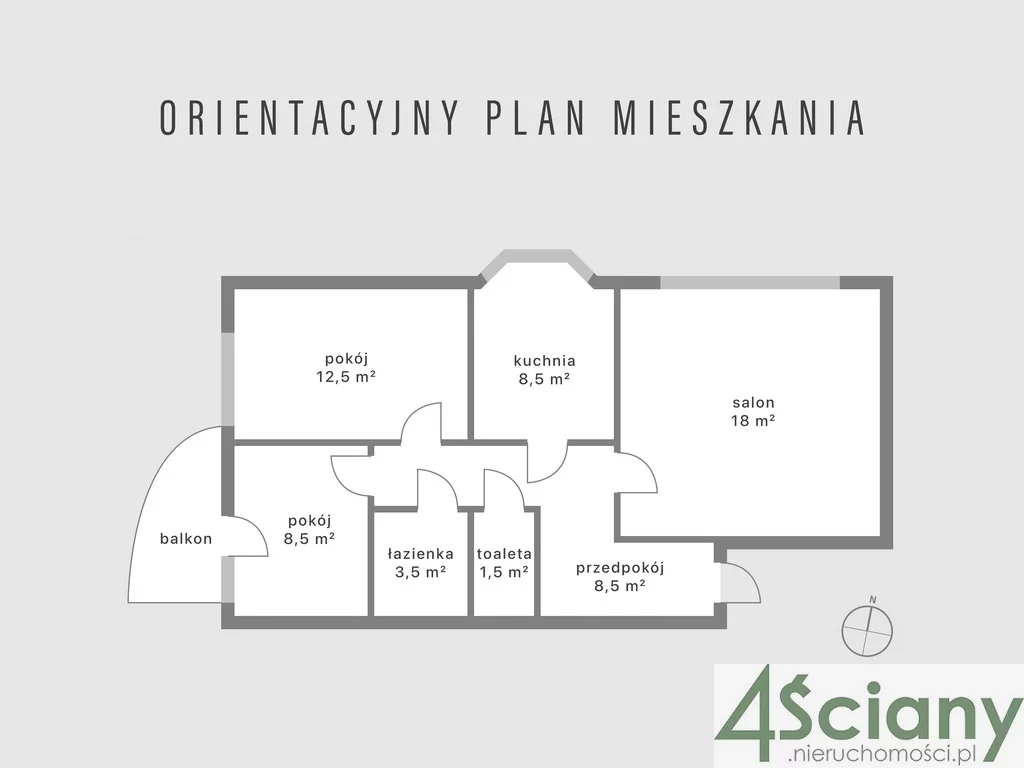 Mieszkanie na sprzedaż, 62,00 m², 3 pokoje, 2 piętro, oferta nr 64965/3098/OMS