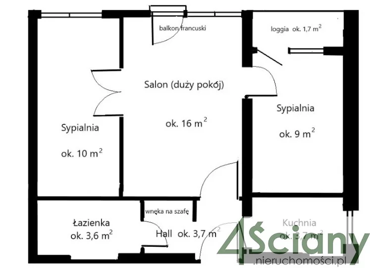 Mieszkanie trzypokojowe 47,00 m², Warszawa, Wola, Okopowa, Sprzedaż