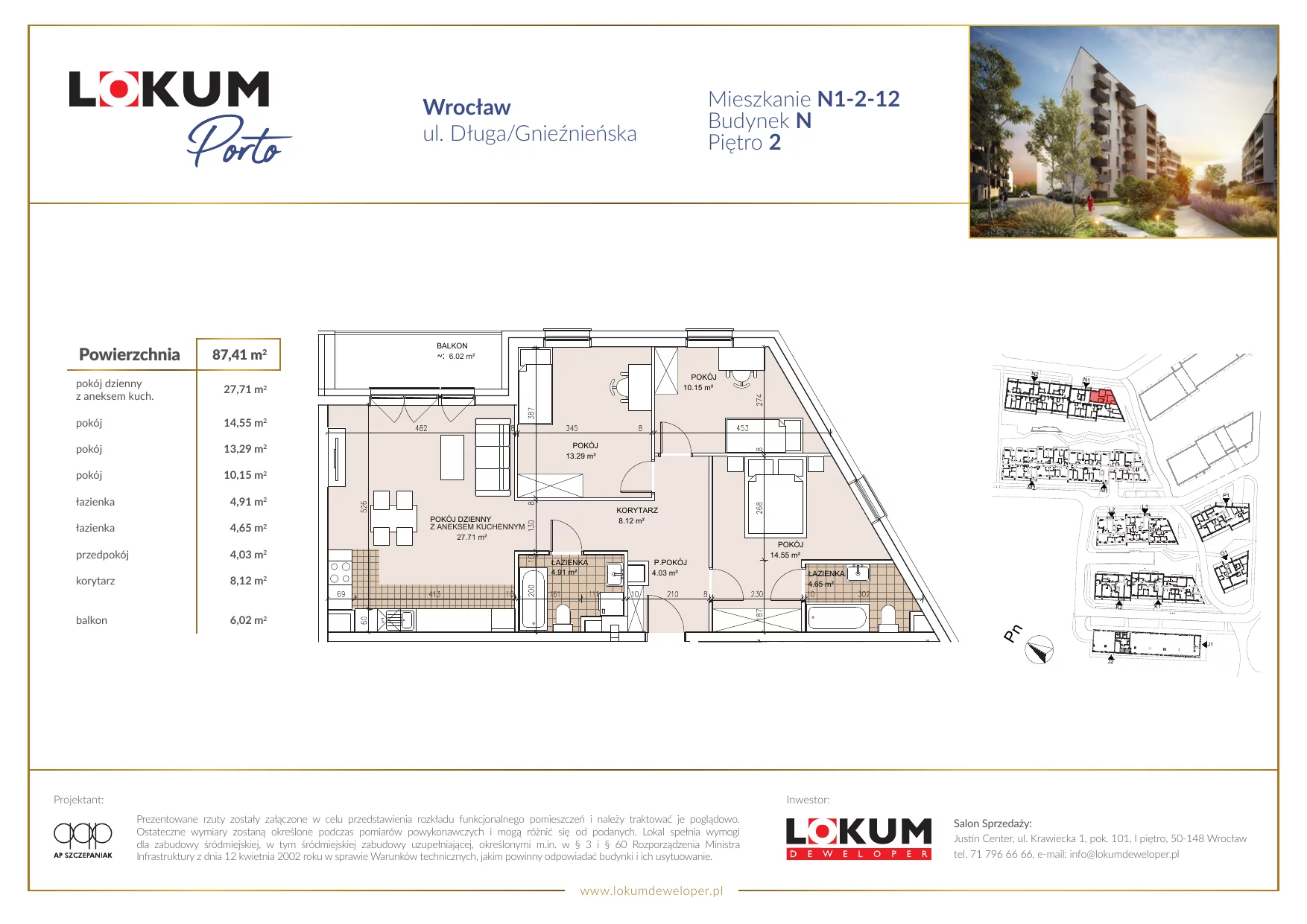 Mieszkanie 87,60 m², piętro 2, oferta nr N1-2-12, Lokum Porto, Wrocław, Szczepin, ul. Długa/Gnieźnieńska