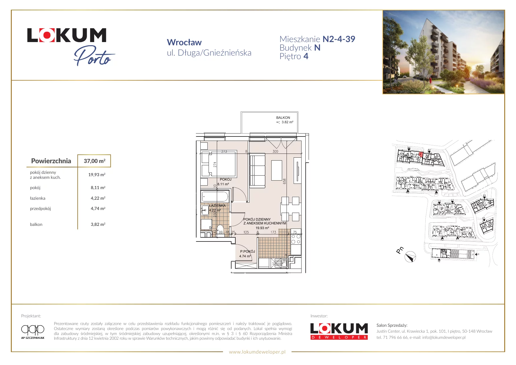 Mieszkanie 37,00 m², piętro 4, oferta nr N2-4-39, Lokum Porto, Wrocław, Szczepin, ul. Długa/Gnieźnieńska