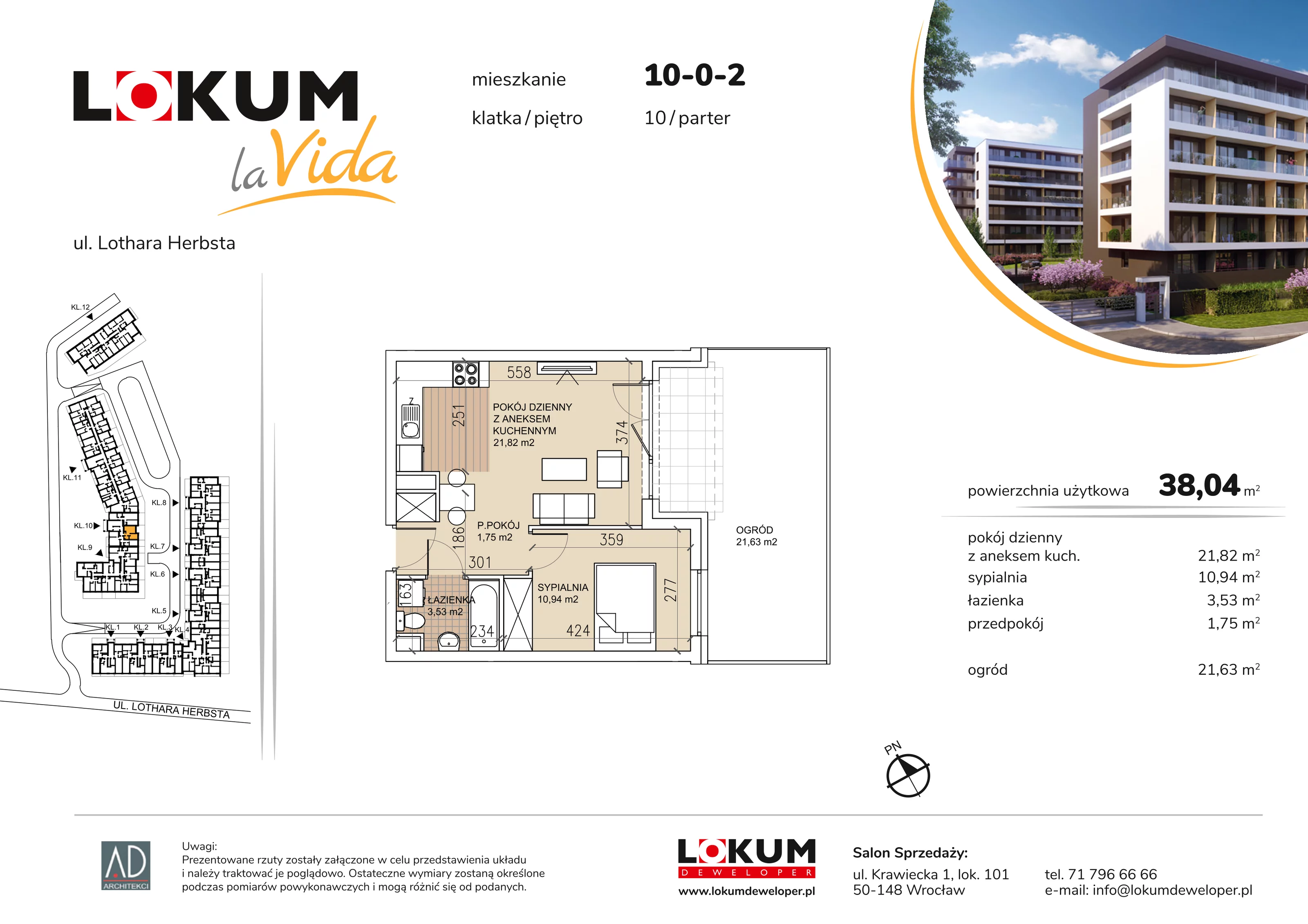 Mieszkanie 38,04 m², parter, oferta nr 10-0-2, Lokum la Vida, Wrocław, Sołtysowice, ul. Lothara Herbsta