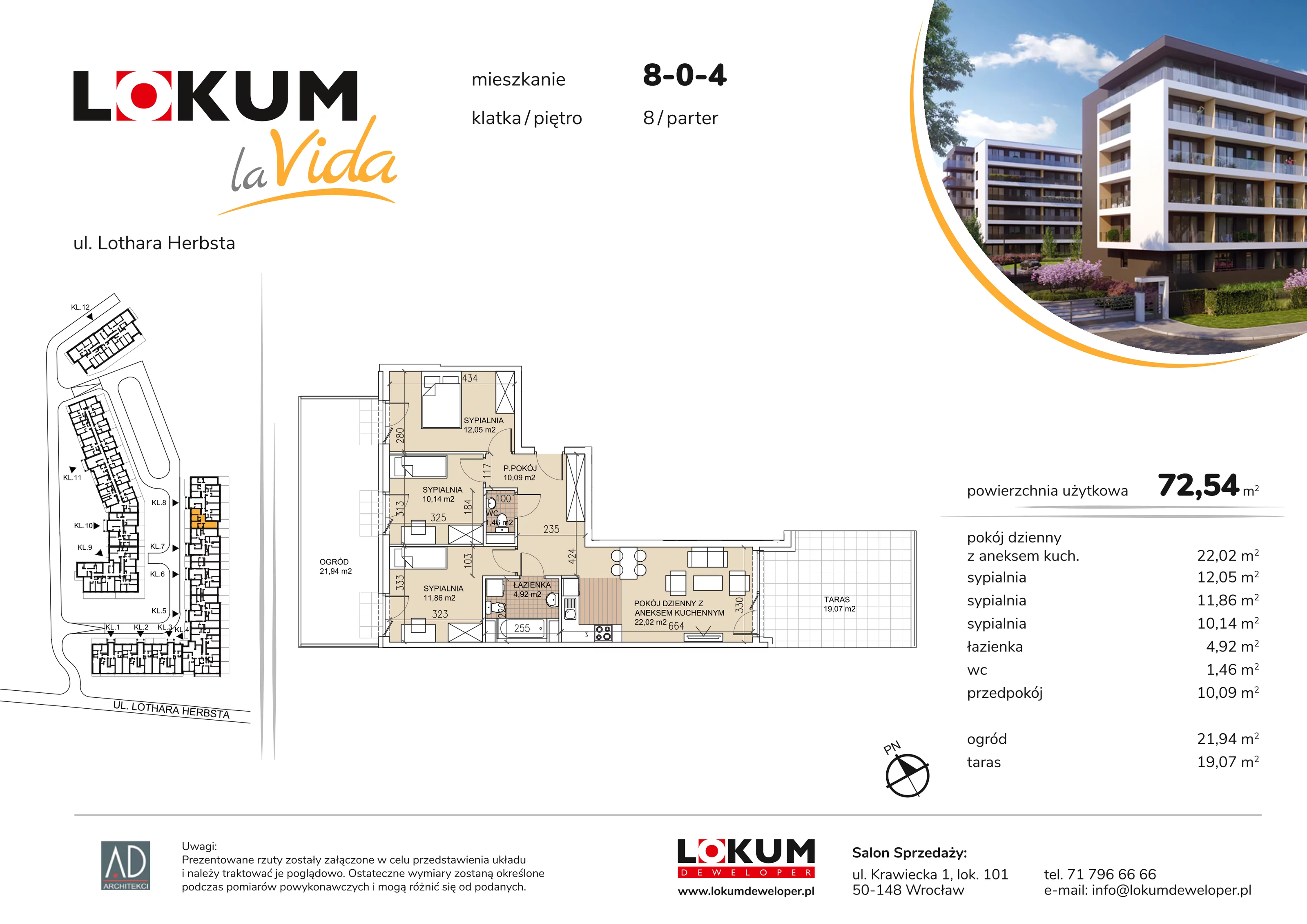 Mieszkanie 72,54 m², parter, oferta nr 8-0-4, Lokum la Vida, Wrocław, Sołtysowice, ul. Lothara Herbsta
