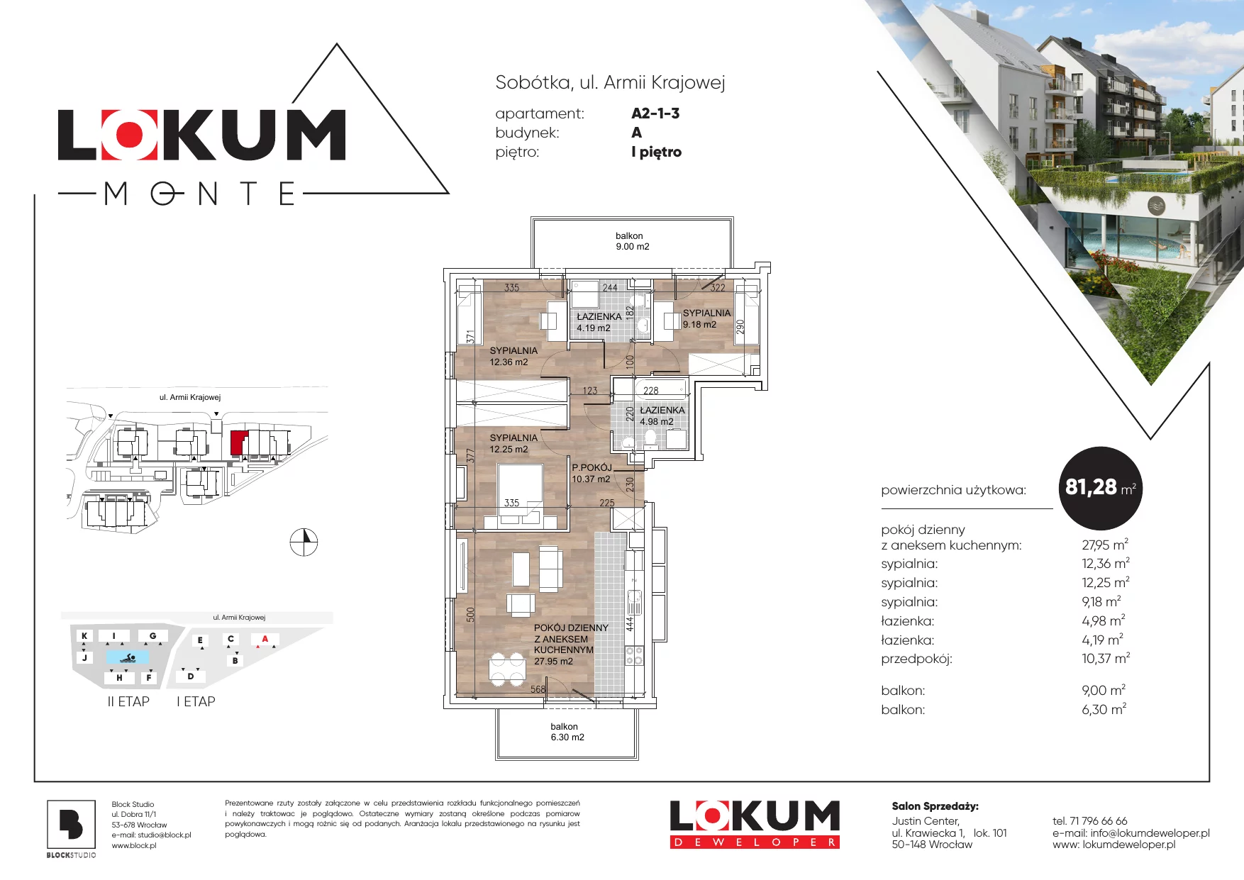 Mieszkanie 81,19 m², piętro 1, oferta nr A2-1-3, Lokum Monte, Sobótka, ul. Armii Krajowej