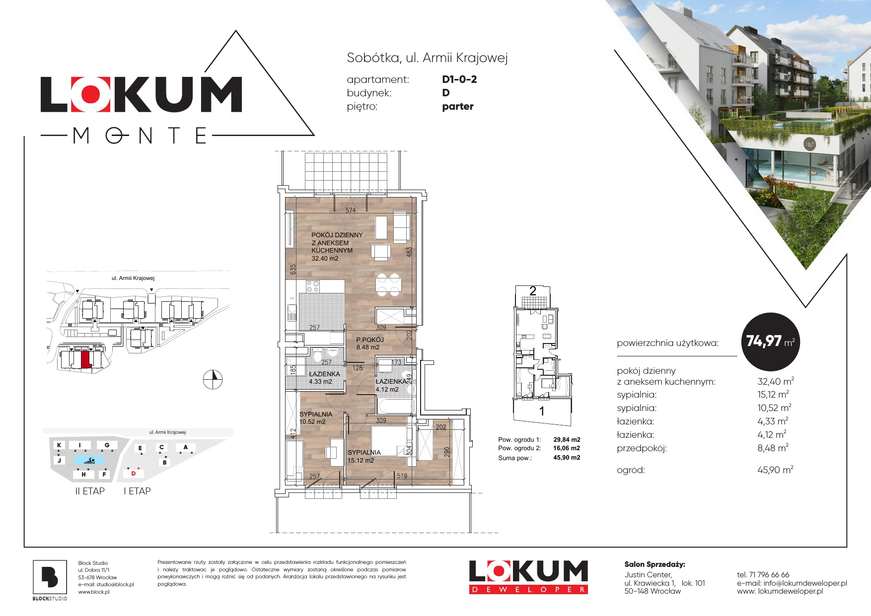 Mieszkanie 75,31 m², parter, oferta nr D1-0-2, Lokum Monte, Sobótka, ul. Armii Krajowej