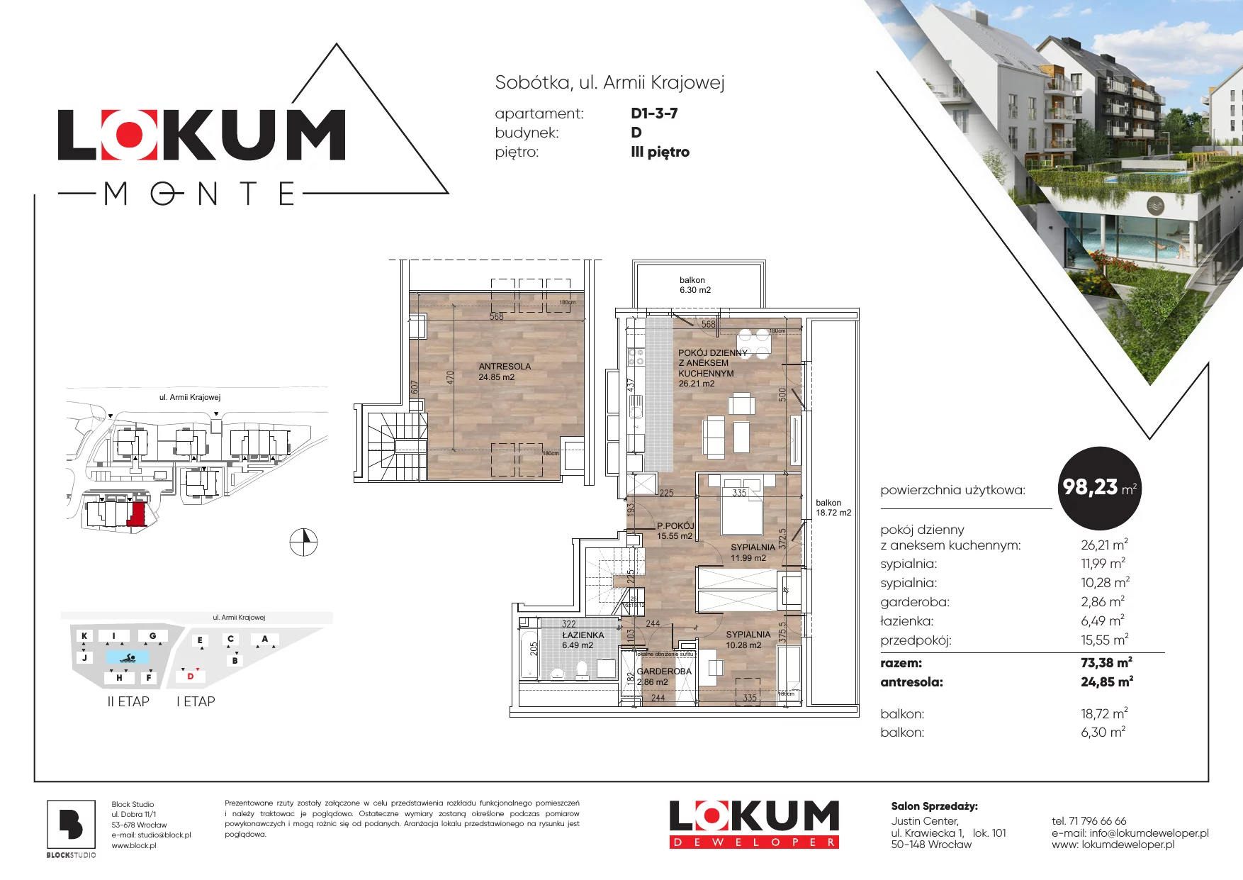 Mieszkanie 99,22 m², piętro 3, oferta nr D1-3-7, Lokum Monte, Sobótka, ul. Armii Krajowej