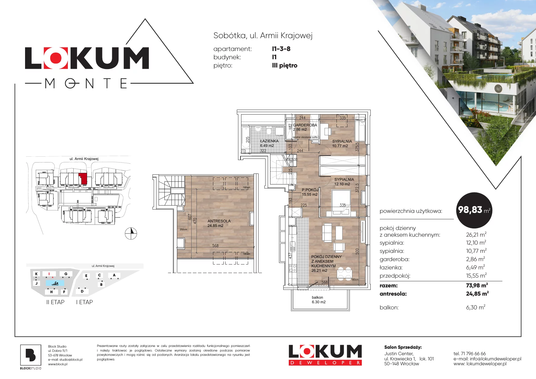 Mieszkanie 99,89 m², piętro 3, oferta nr I1-3-8, Lokum Monte, Sobótka, ul. Armii Krajowej