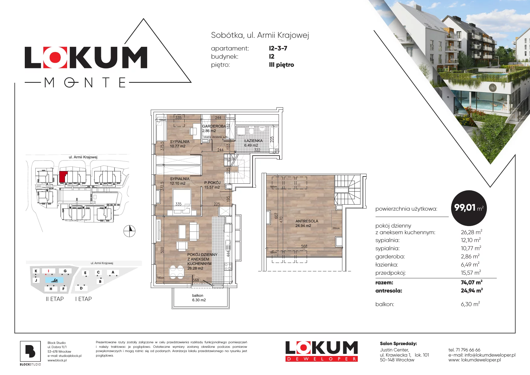 Mieszkanie 100,26 m², piętro 3, oferta nr I2-3-7, Lokum Monte, Sobótka, ul. Armii Krajowej