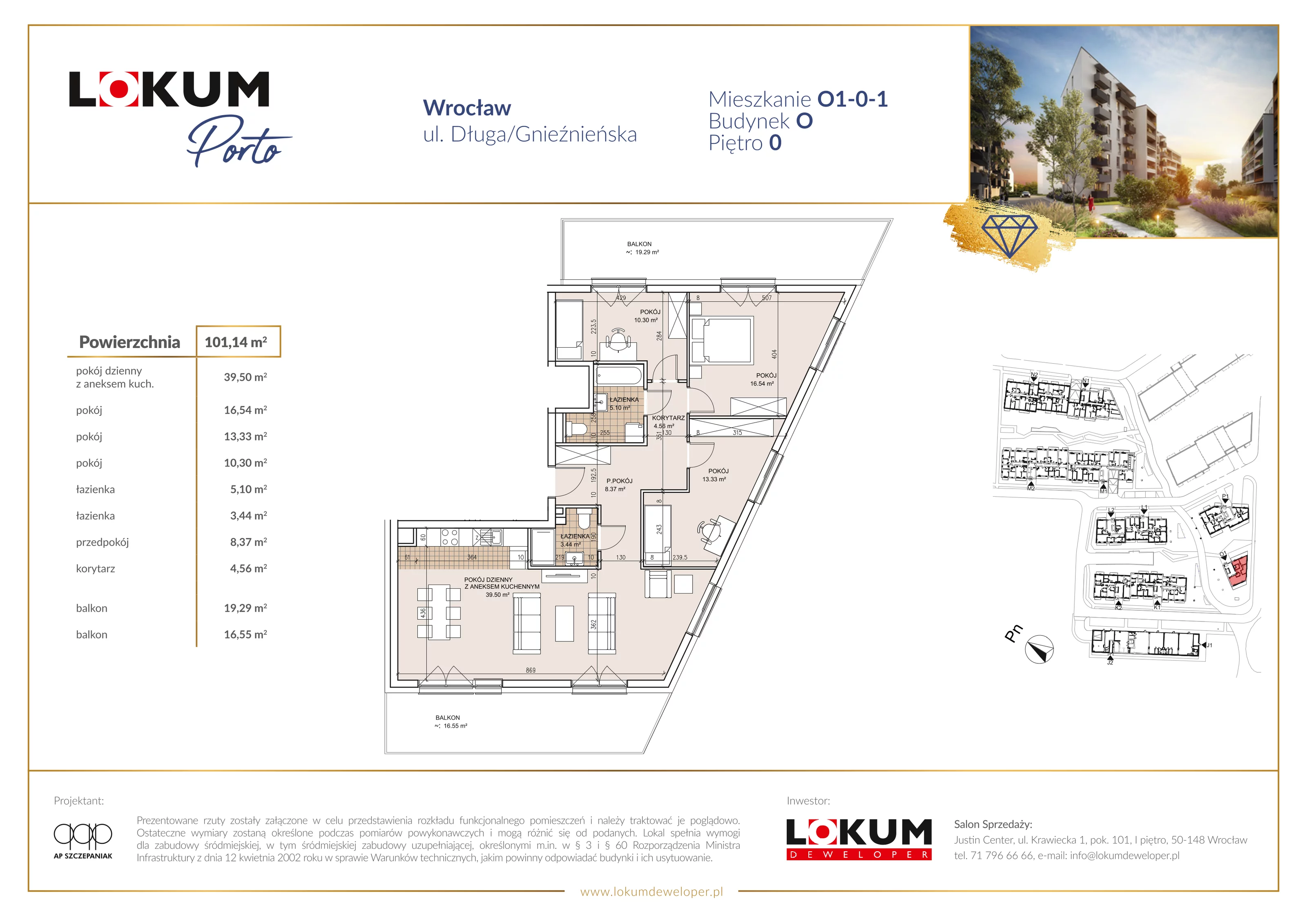 4 pokoje, mieszkanie 101,39 m², parter, oferta nr O1-0-1, Lokum Porto, Wrocław, Szczepin, ul. Długa/Gnieźnieńska