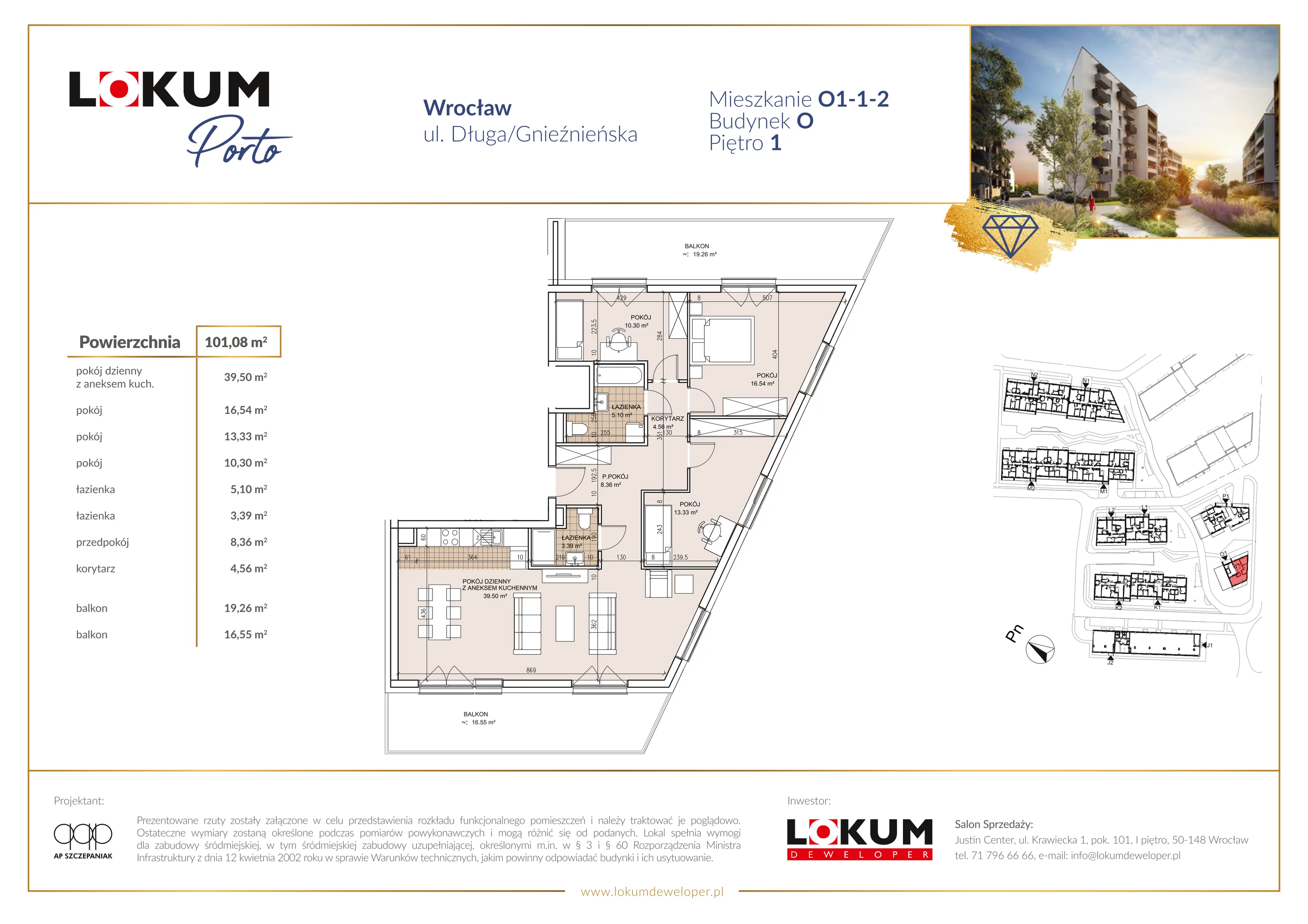 Mieszkanie 101,24 m², piętro 1, oferta nr O1-1-2, Lokum Porto, Wrocław, Szczepin, ul. Długa/Gnieźnieńska