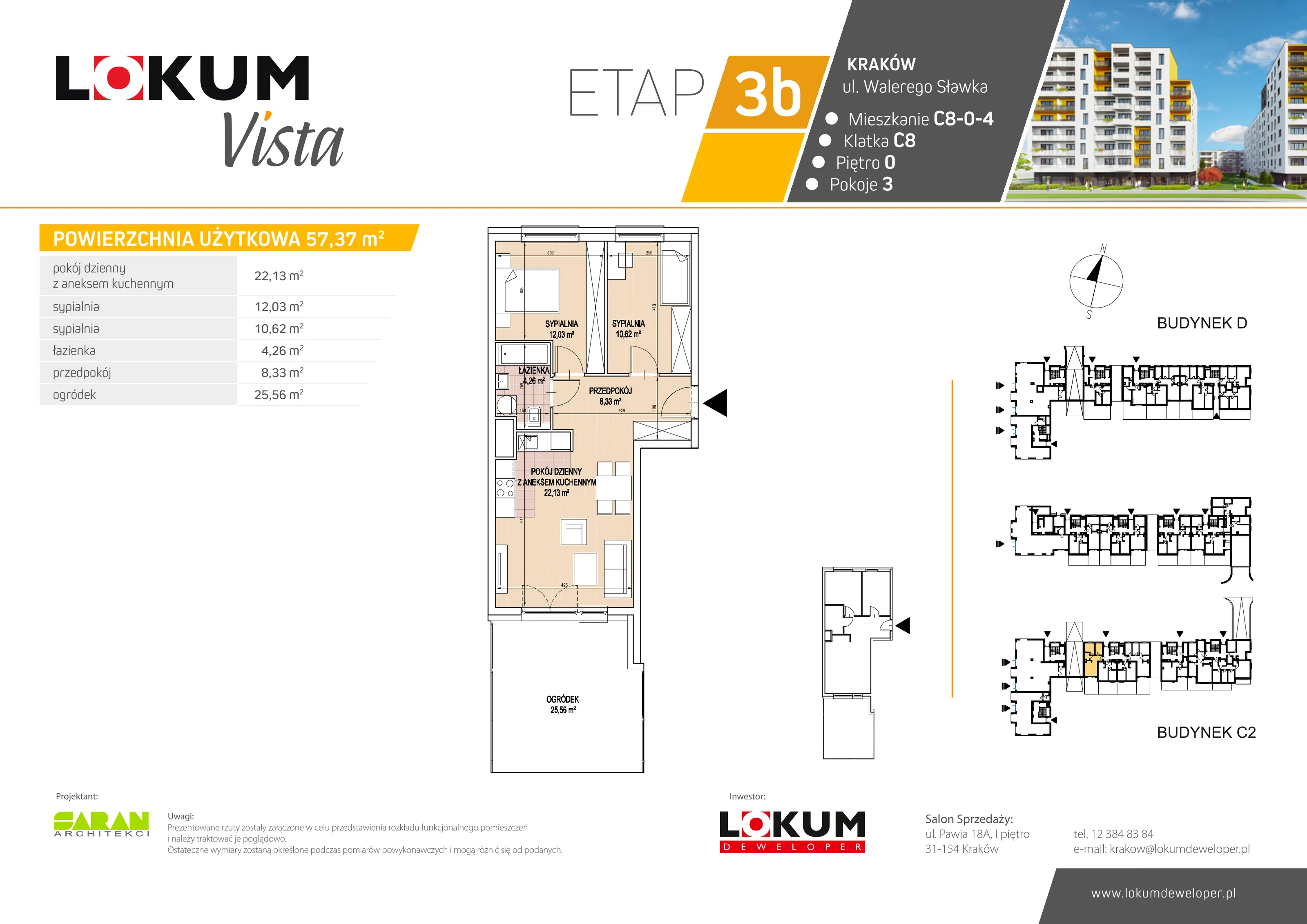 Mieszkanie 57,46 m², parter, oferta nr C8-0-4, Lokum Vista, Kraków, Podgórze Duchackie, Wola Duchacka, ul. Walerego Sławka