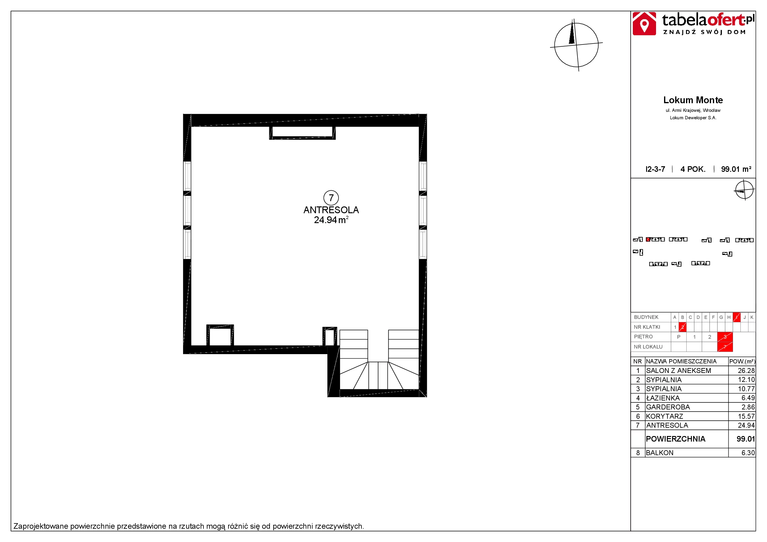 Mieszkanie 100,26 m², piętro 3, oferta nr I2-3-7, Lokum Monte, Sobótka, ul. Armii Krajowej