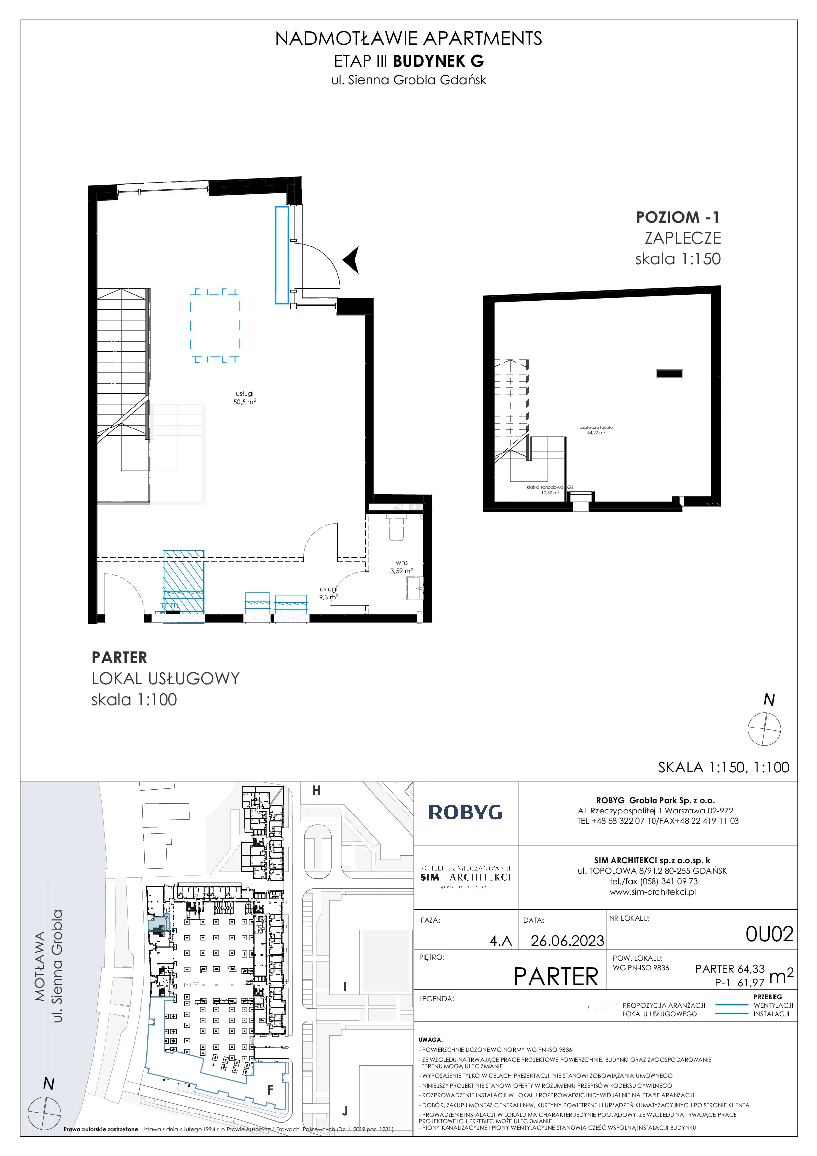 Lokal użytkowy 126,30 m², oferta nr G.0U02, Nadmotławie Apartments - lokale użytkowe, Gdańsk, Śródmieście, ul. Sienna Grobla