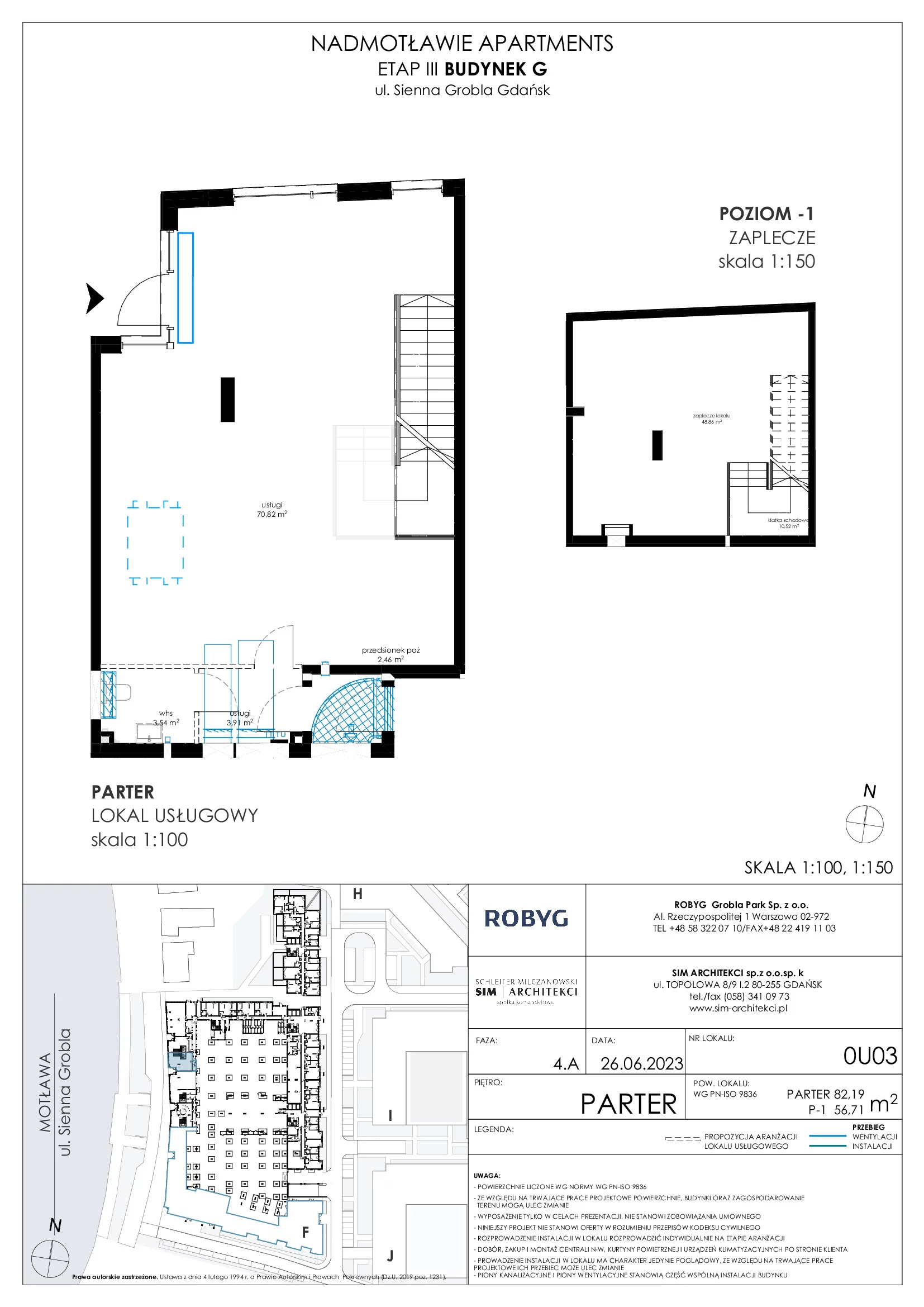 Lokal użytkowy 138,90 m², oferta nr G.0U03, Nadmotławie Apartments - lokale użytkowe, Gdańsk, Śródmieście, ul. Sienna Grobla