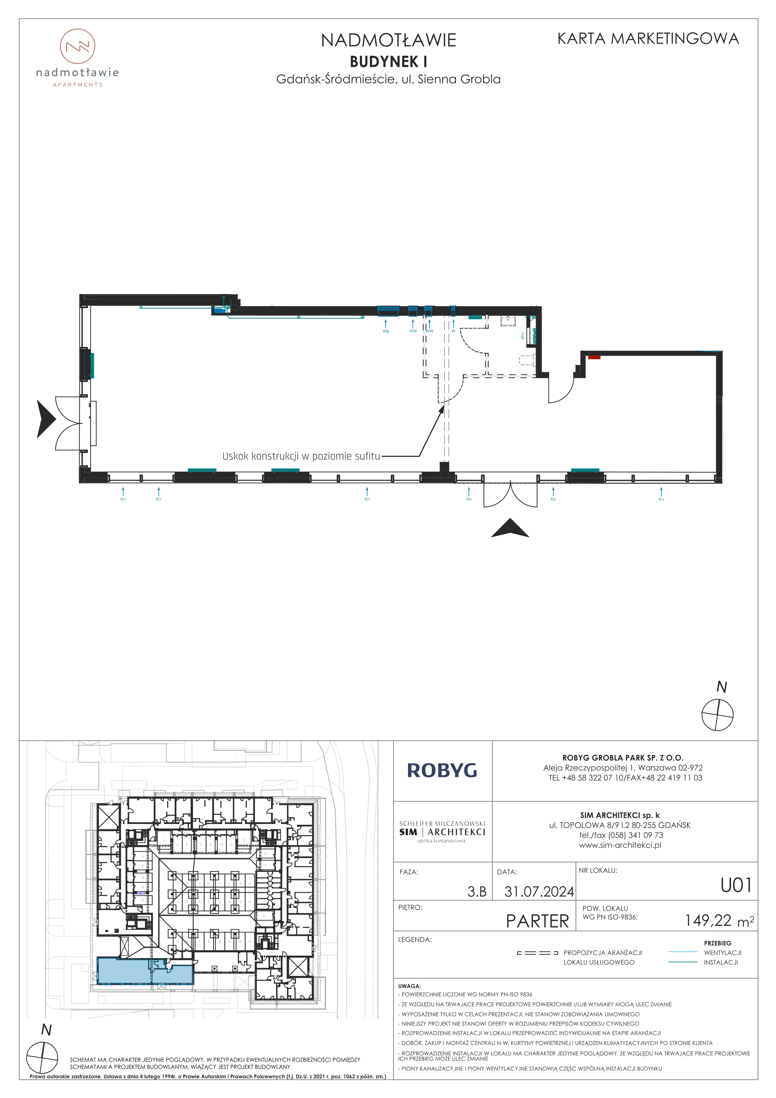 Lokal użytkowy 149,22 m², oferta nr I.U01, Nadmotławie Apartments - lokale użytkowe, Gdańsk, Śródmieście, ul. Sienna Grobla