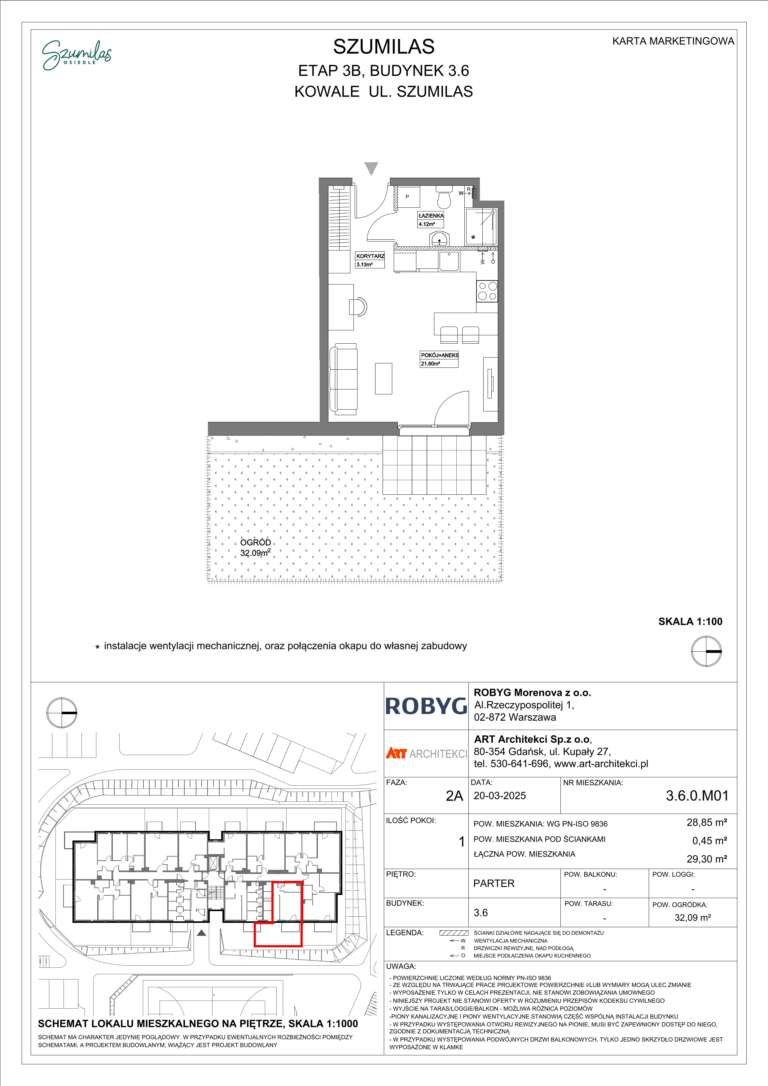 1 pokój, mieszkanie 28,85 m², parter, oferta nr 3.6.0M01, Szumilas, Kowale, ul. Magazynowa