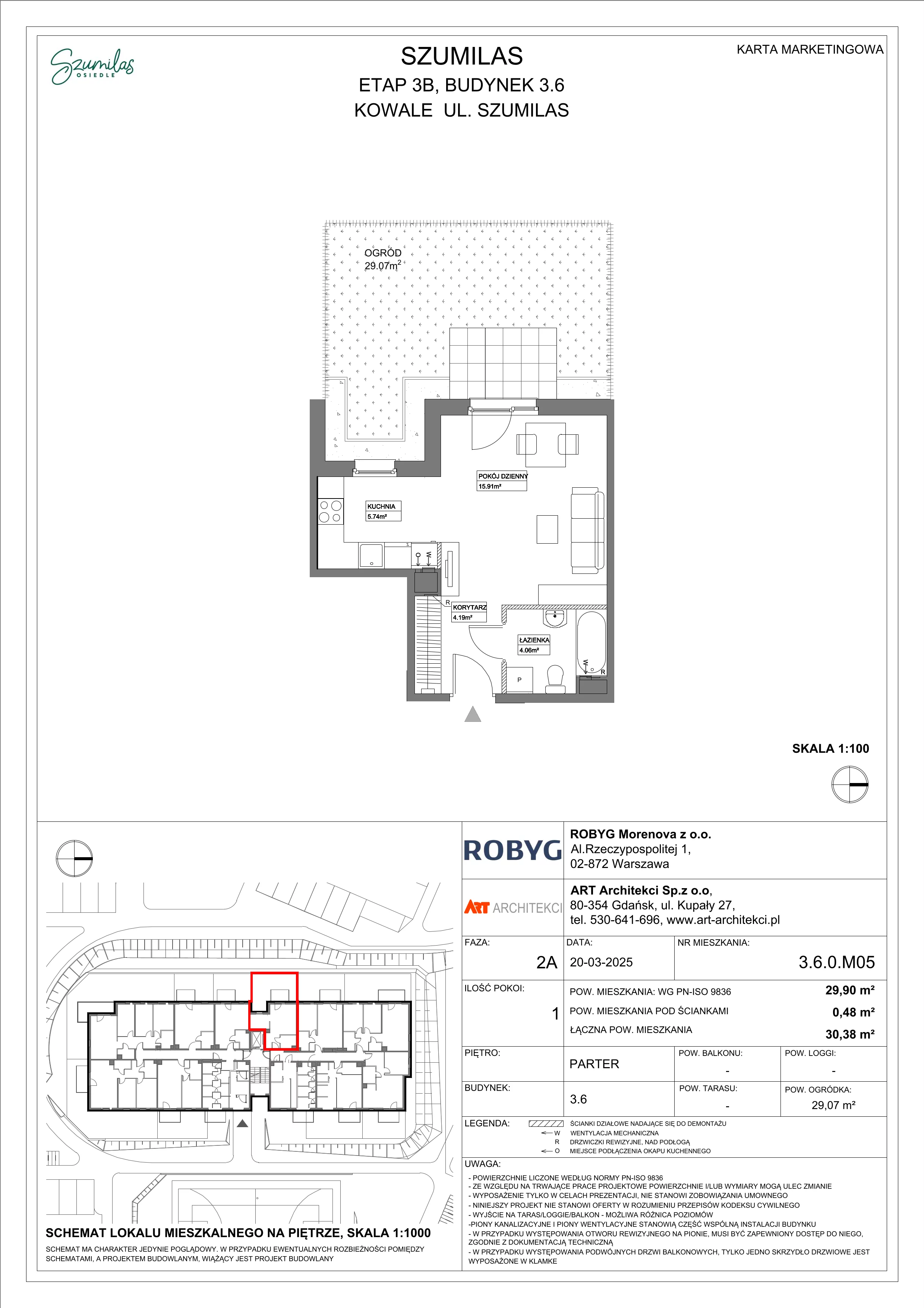 1 pokój, mieszkanie 29,90 m², parter, oferta nr 3.6.0M05, Szumilas, Kowale, ul. Magazynowa