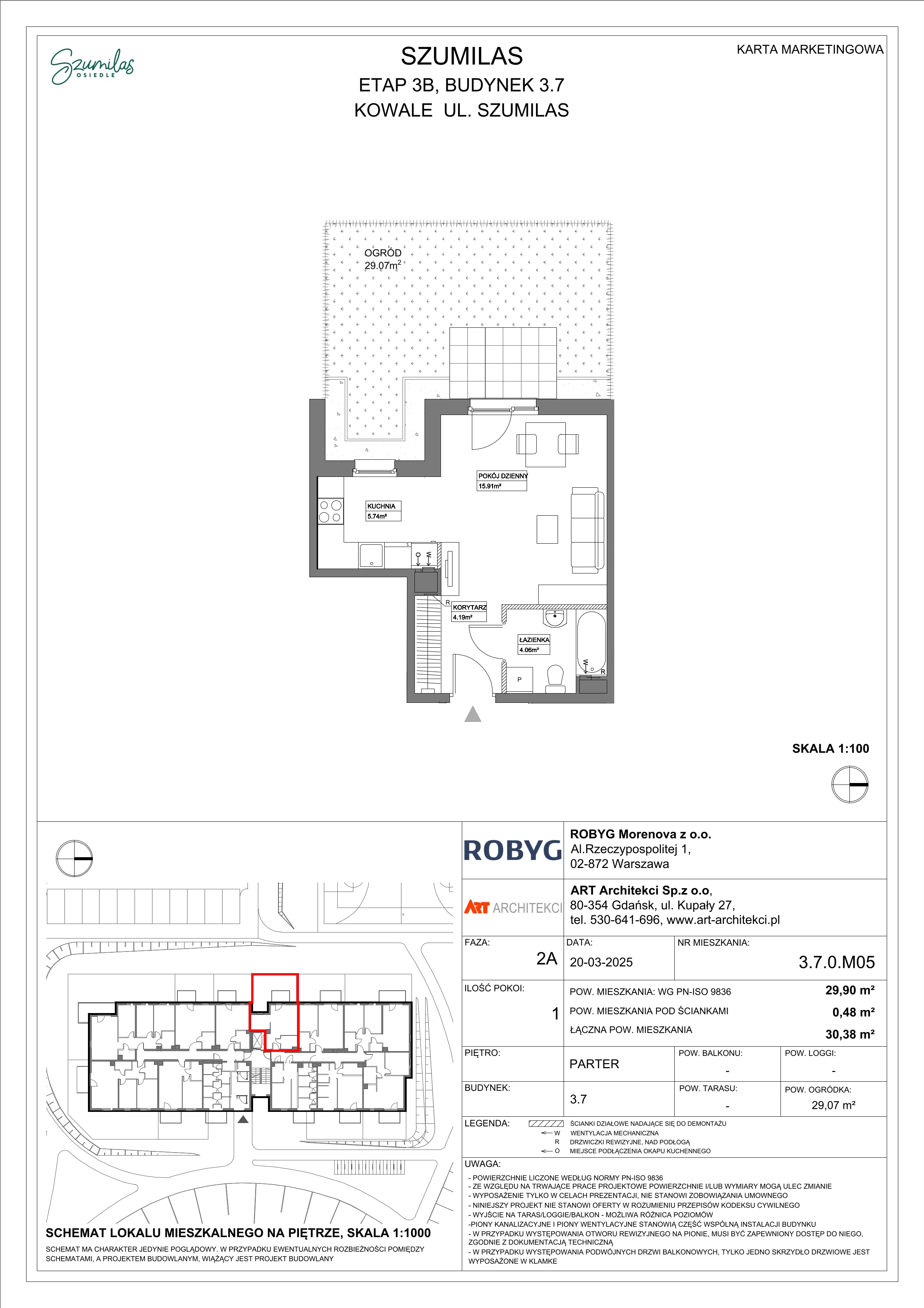 1 pokój, mieszkanie 29,90 m², parter, oferta nr 3.7.0M05, Szumilas, Kowale, ul. Magazynowa