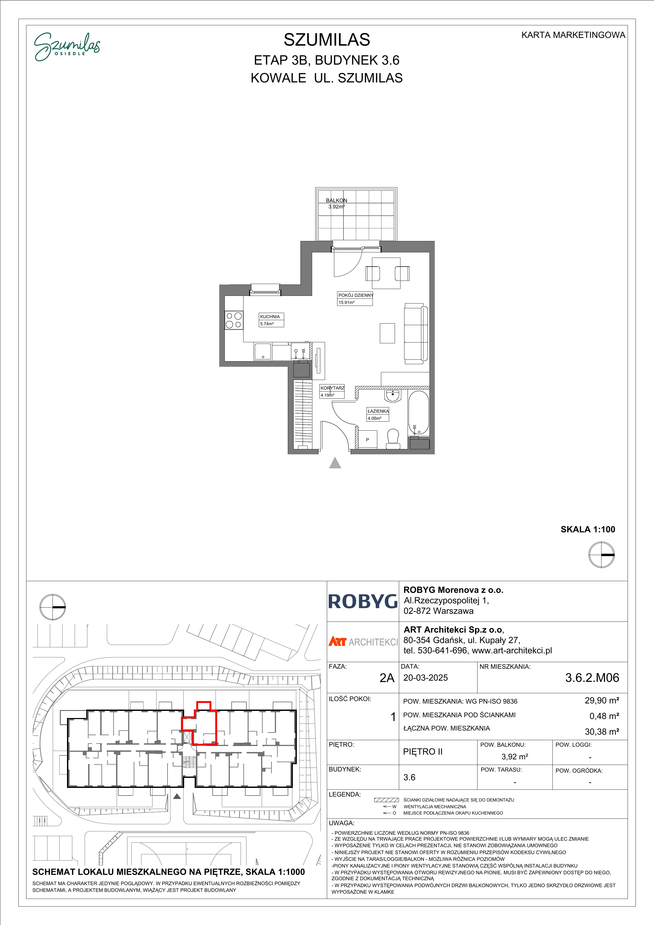 1 pokój, mieszkanie 29,90 m², piętro 2, oferta nr 3.6.2M06, Szumilas, Kowale, ul. Magazynowa
