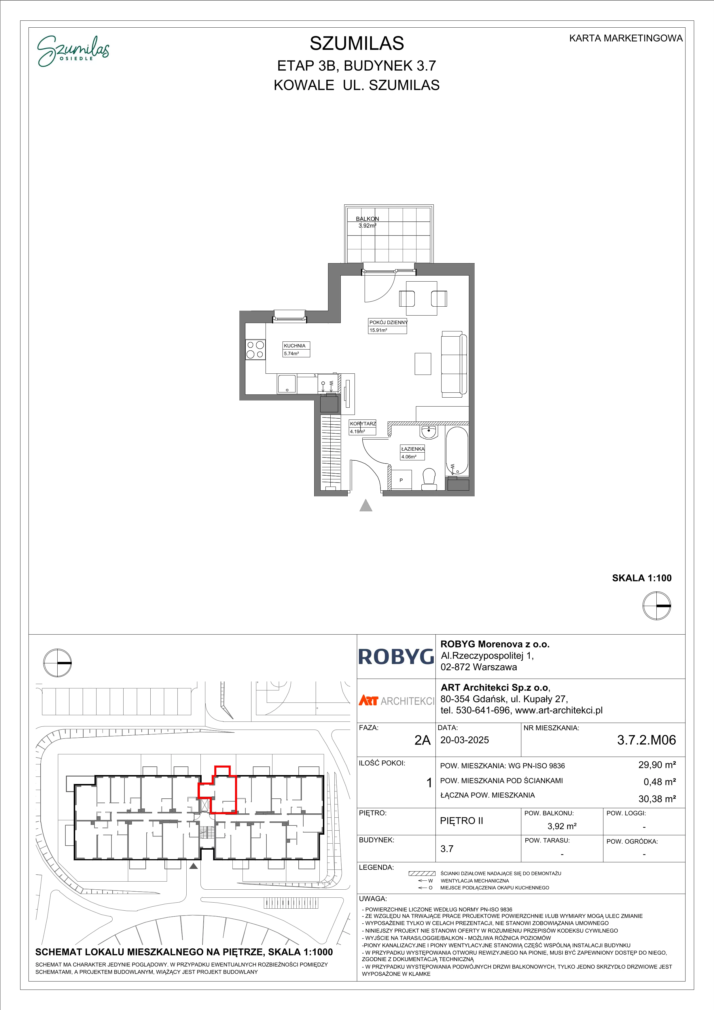 1 pokój, mieszkanie 29,90 m², piętro 2, oferta nr 3.7.2M06, Szumilas, Kowale, ul. Magazynowa