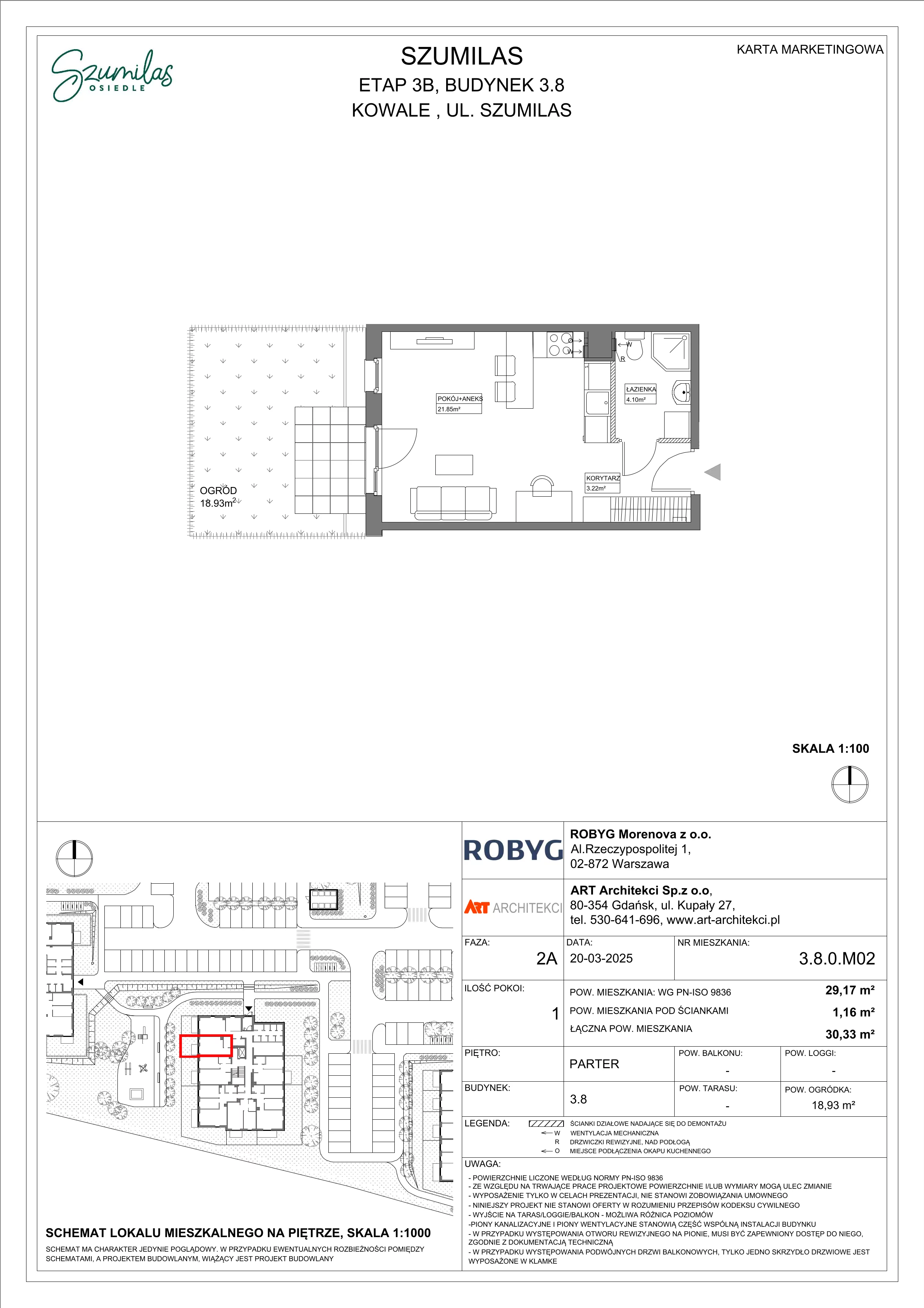1 pokój, mieszkanie 29,17 m², parter, oferta nr 3.8.0M02, Szumilas, Kowale, ul. Magazynowa