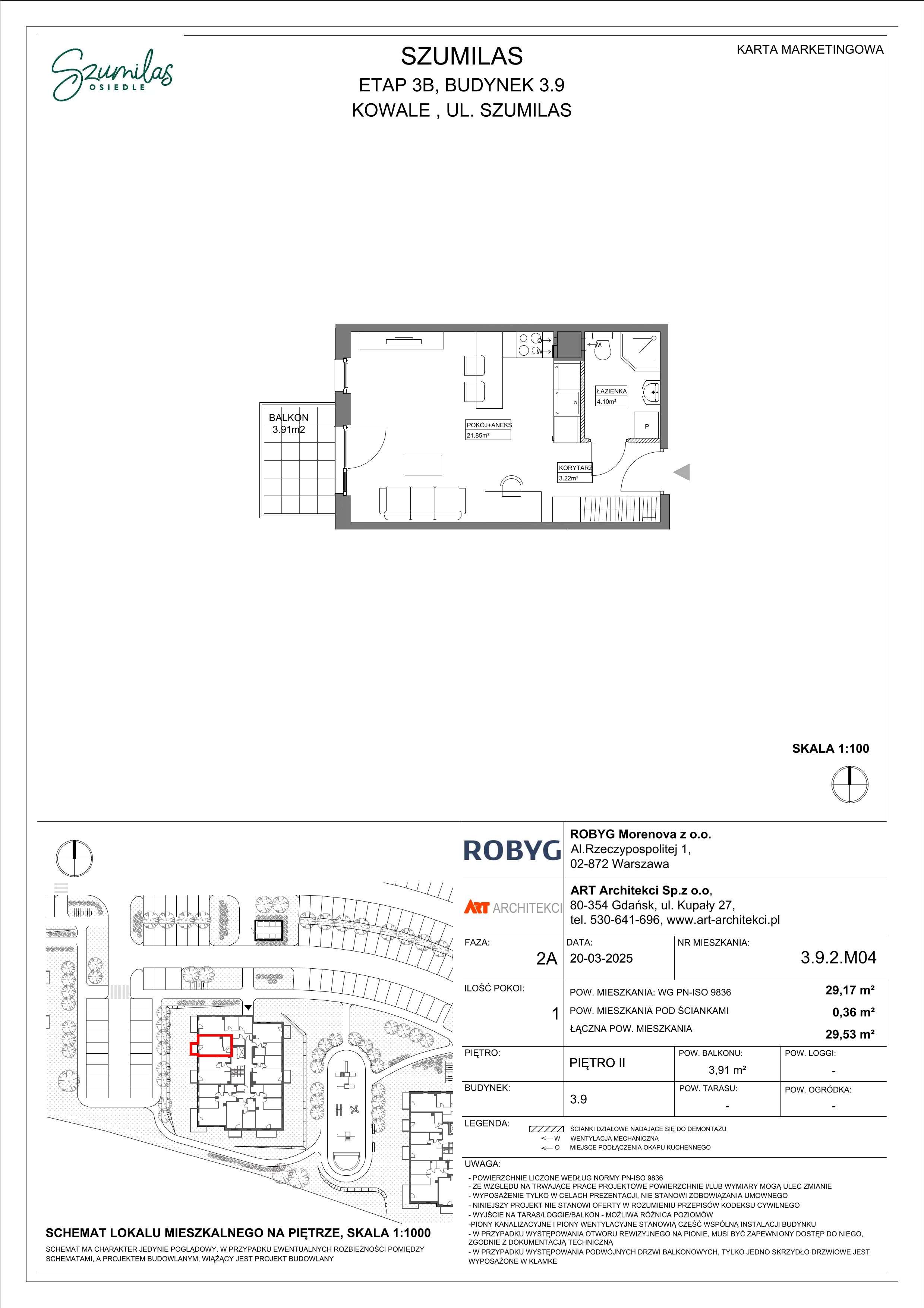 1 pokój, mieszkanie 29,17 m², piętro 2, oferta nr 3.9.2M04, Szumilas, Kowale, ul. Magazynowa